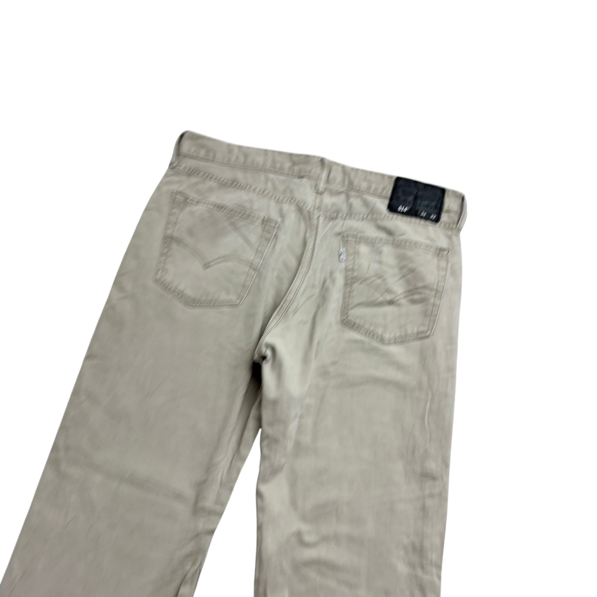 Levis 514 Trousers W34 L32 Mens Cream Regular Straight Fit Cotton Pants (E)