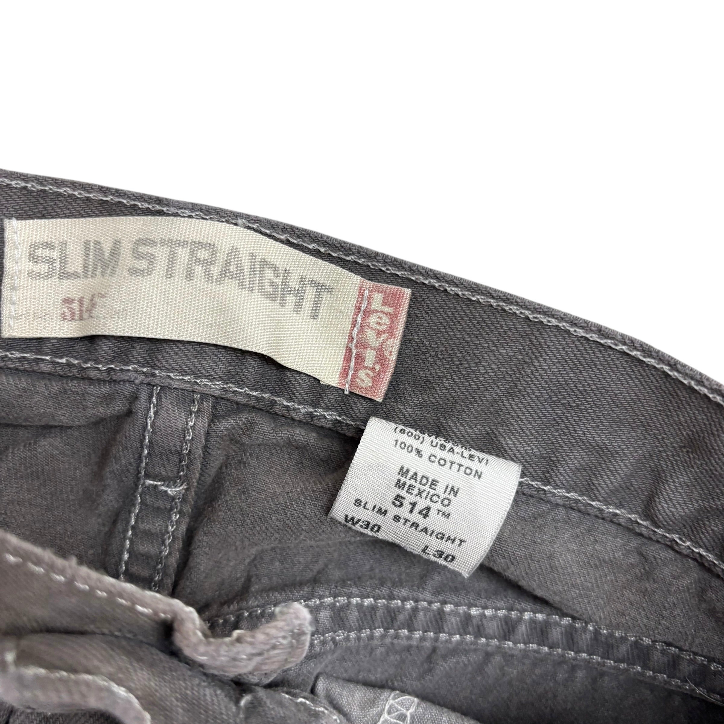 Levis 514 Jeans W30 L30 Mens Grey Slim Straight Fit Vintage Denim (F)