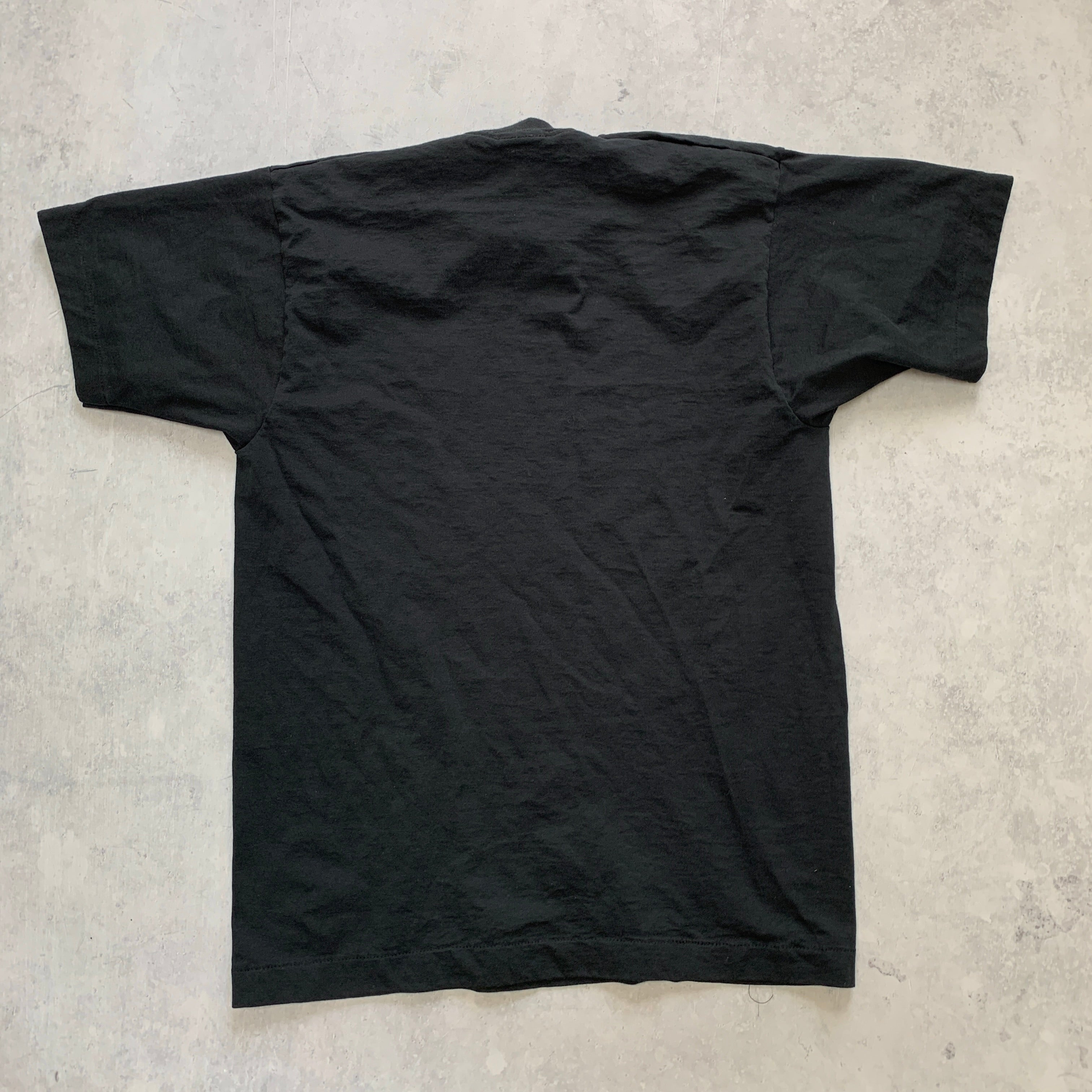 Vintage T Shirt Mens Medium Black Single Stitch 90s Plain Blank