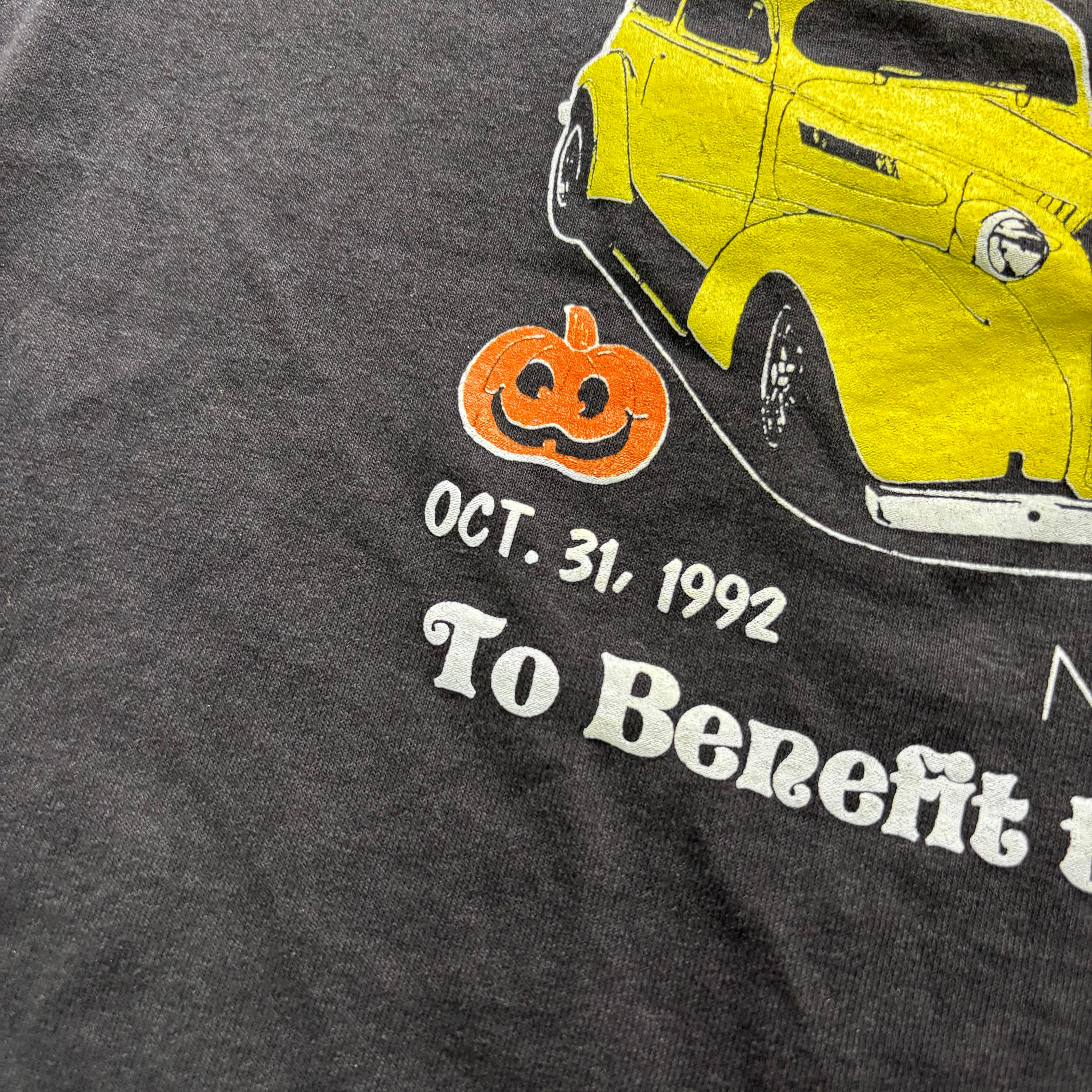 Vintage T Shirt Mens Large Black Single Stitch Graphic Print 90s USA Cars (E)