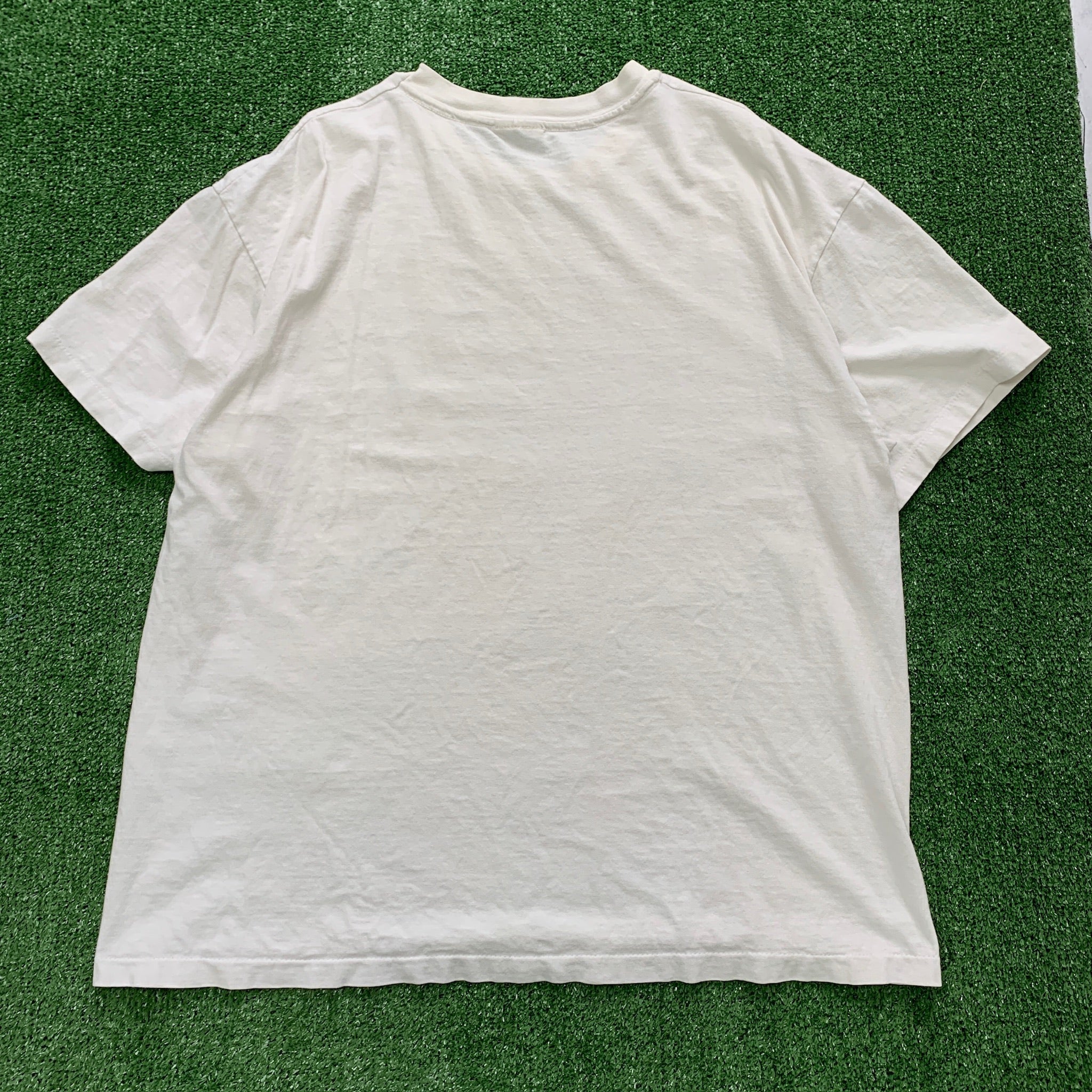 Vintage T Shirt Mens XL Cream Beige Single Stitch Graphic Print 90s USA