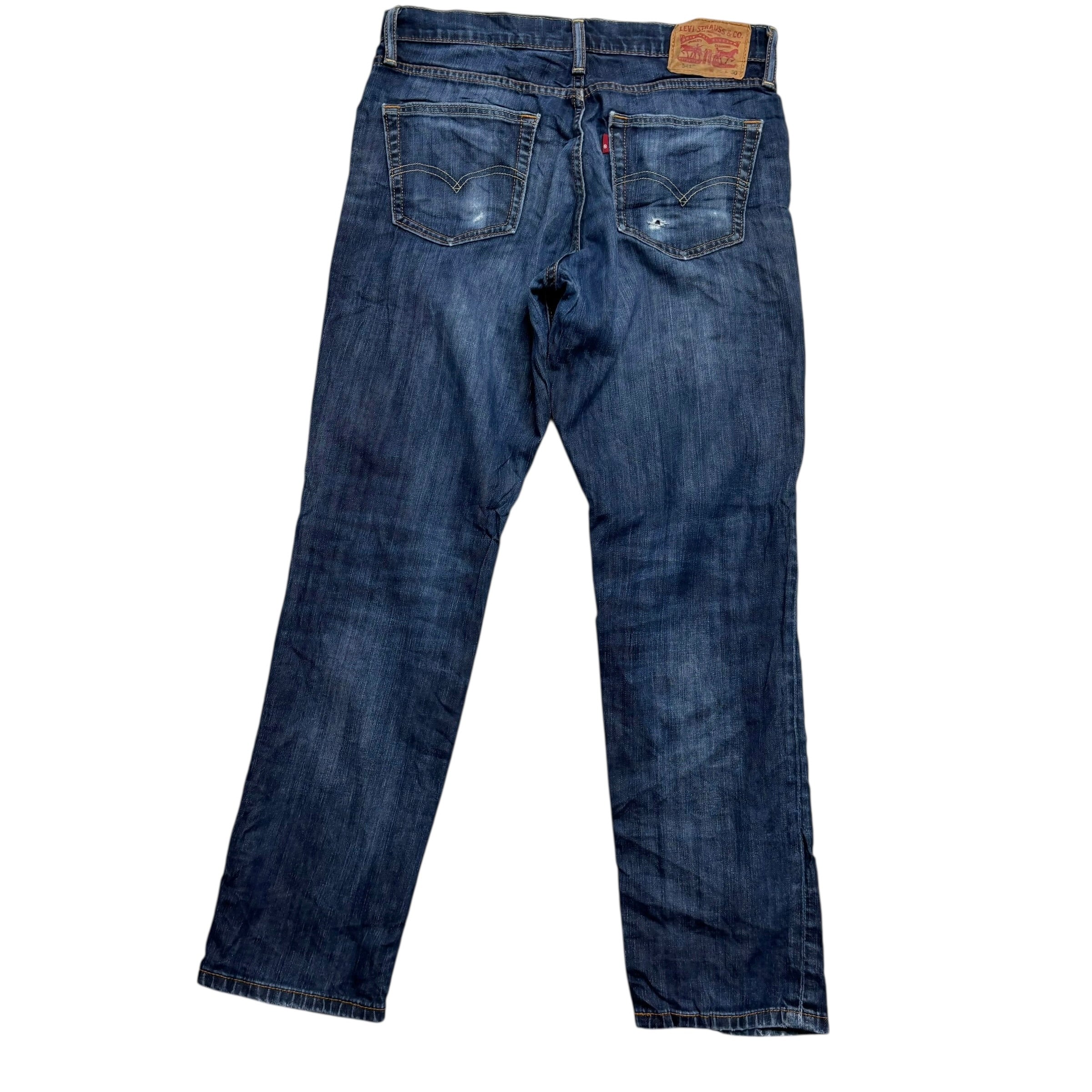 Levis 541 Jeans W30 L30 Mens Dark Blue Athletic Tapered Fit Stretch Denim (F)