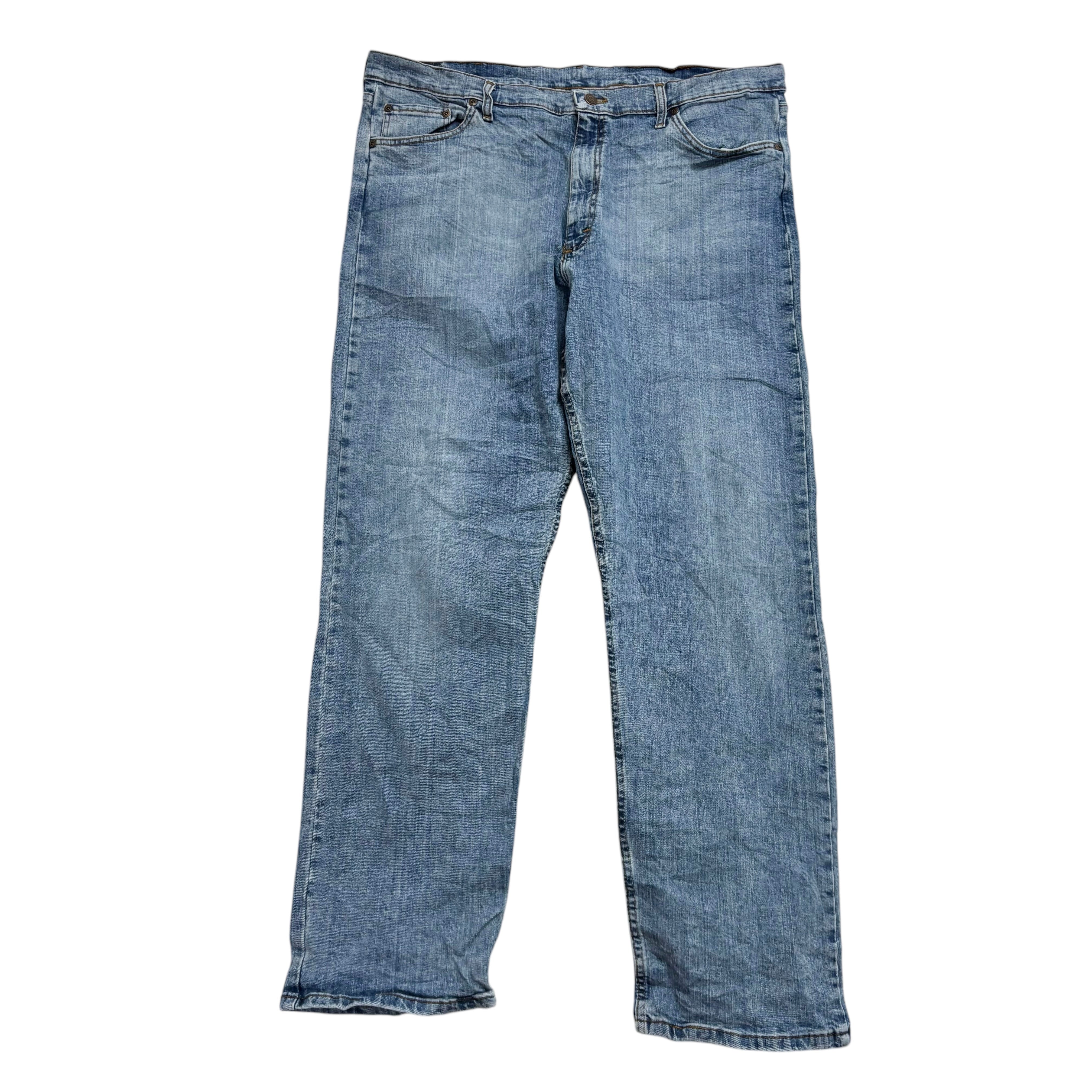 Wrangler Jeans W40 L32 Mens Mid Blue Relaxed Straight Fit Stretch Denim (E)