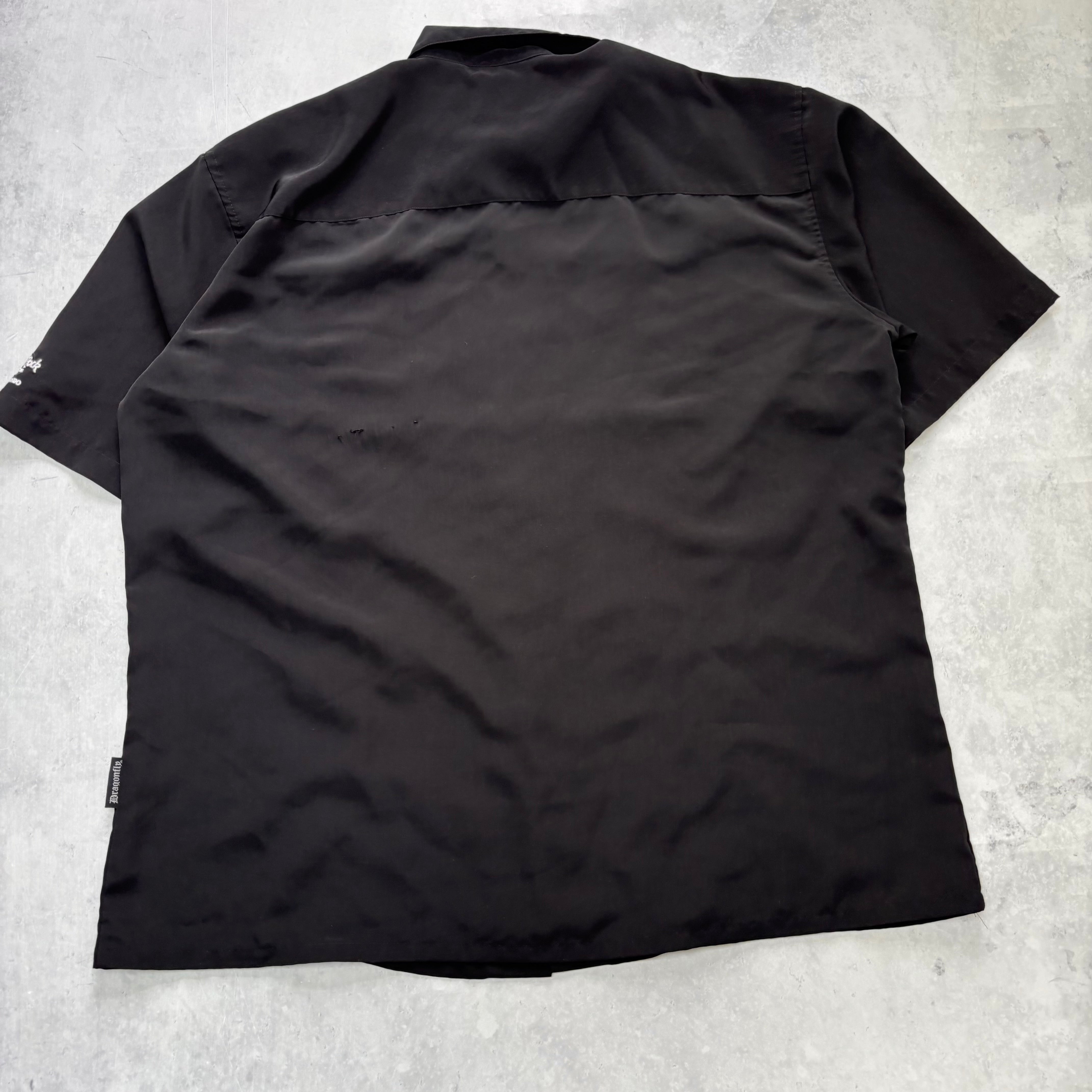Mens Shirt XL Black Short Sleeve Polyester Hard Rock (F)