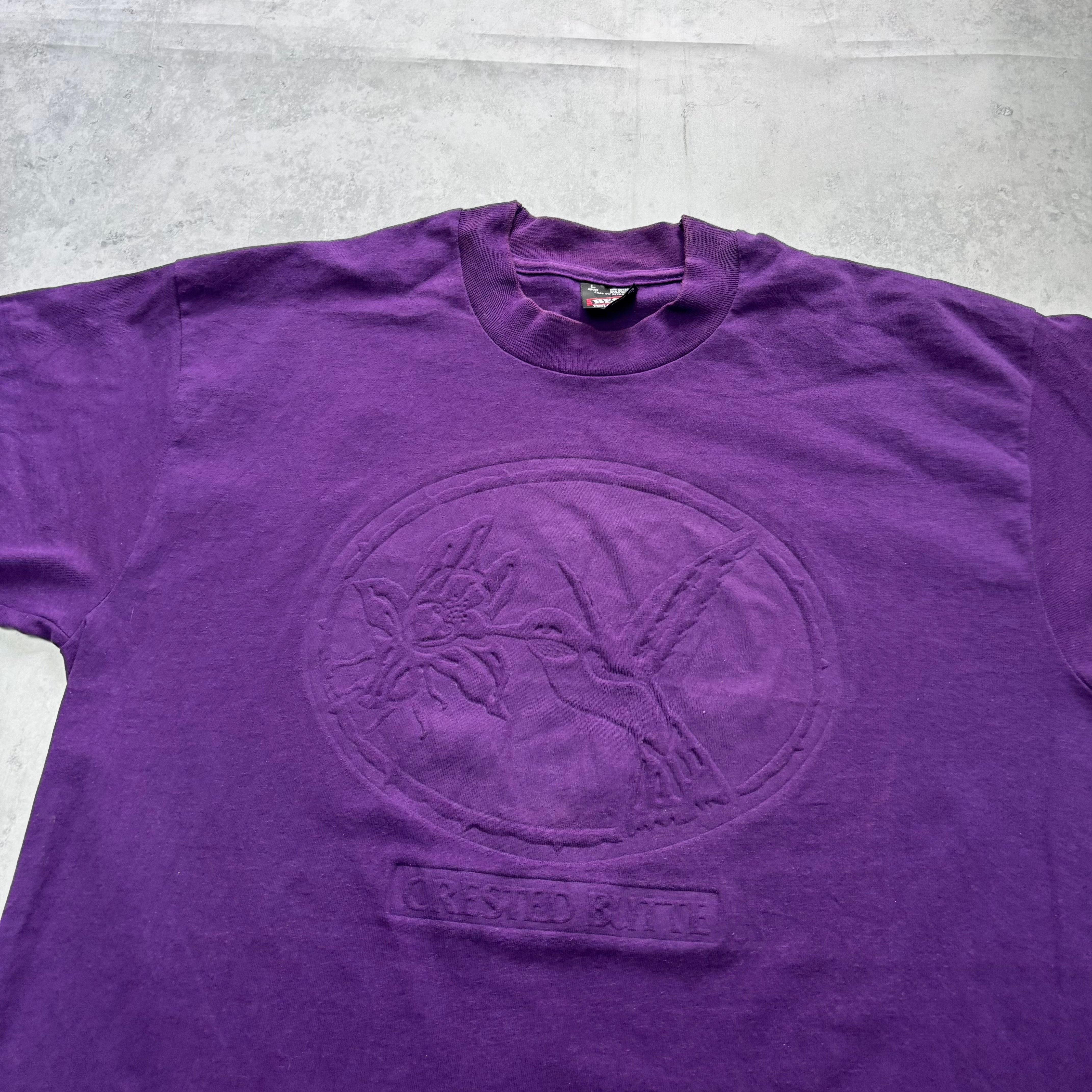 Vintage T Shirt Mens Large Purple Single Stitch Graphic Print 90s Birds (E)