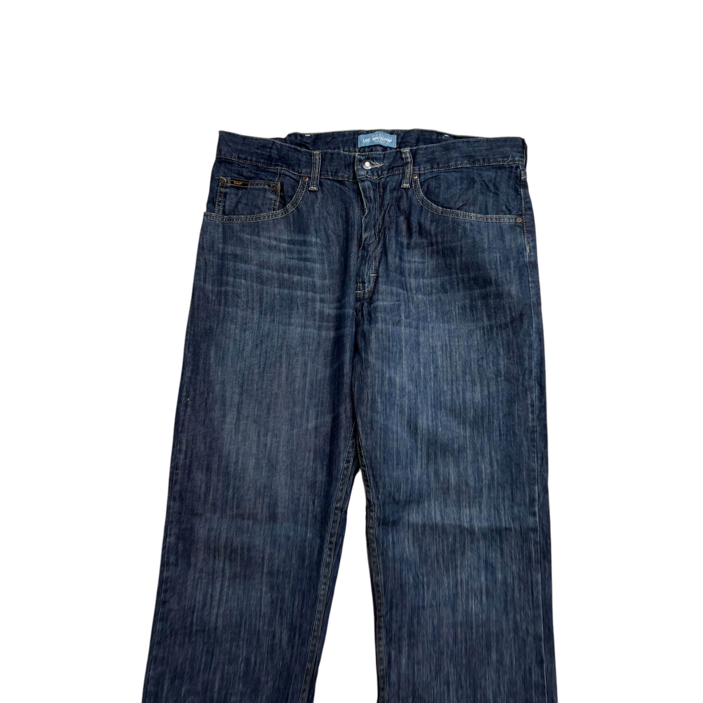 Lee Jeans W38 L34 Mens Dark Blue Regular Straight Fit Vintage Denim (E)