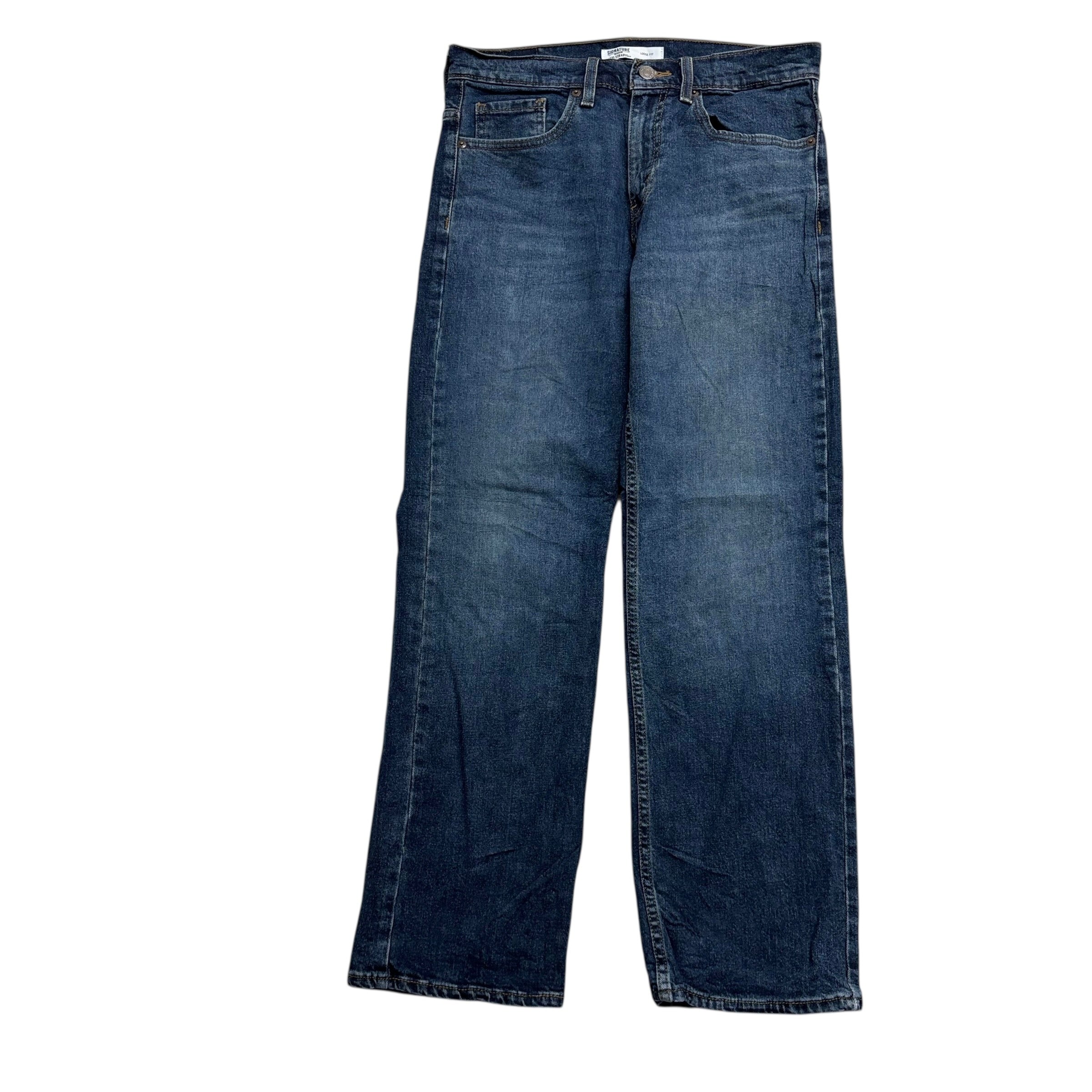Levis Signature Jeans W28 L29 Mens Dark Blue Baggy Relaxed Fit Stretch (E)