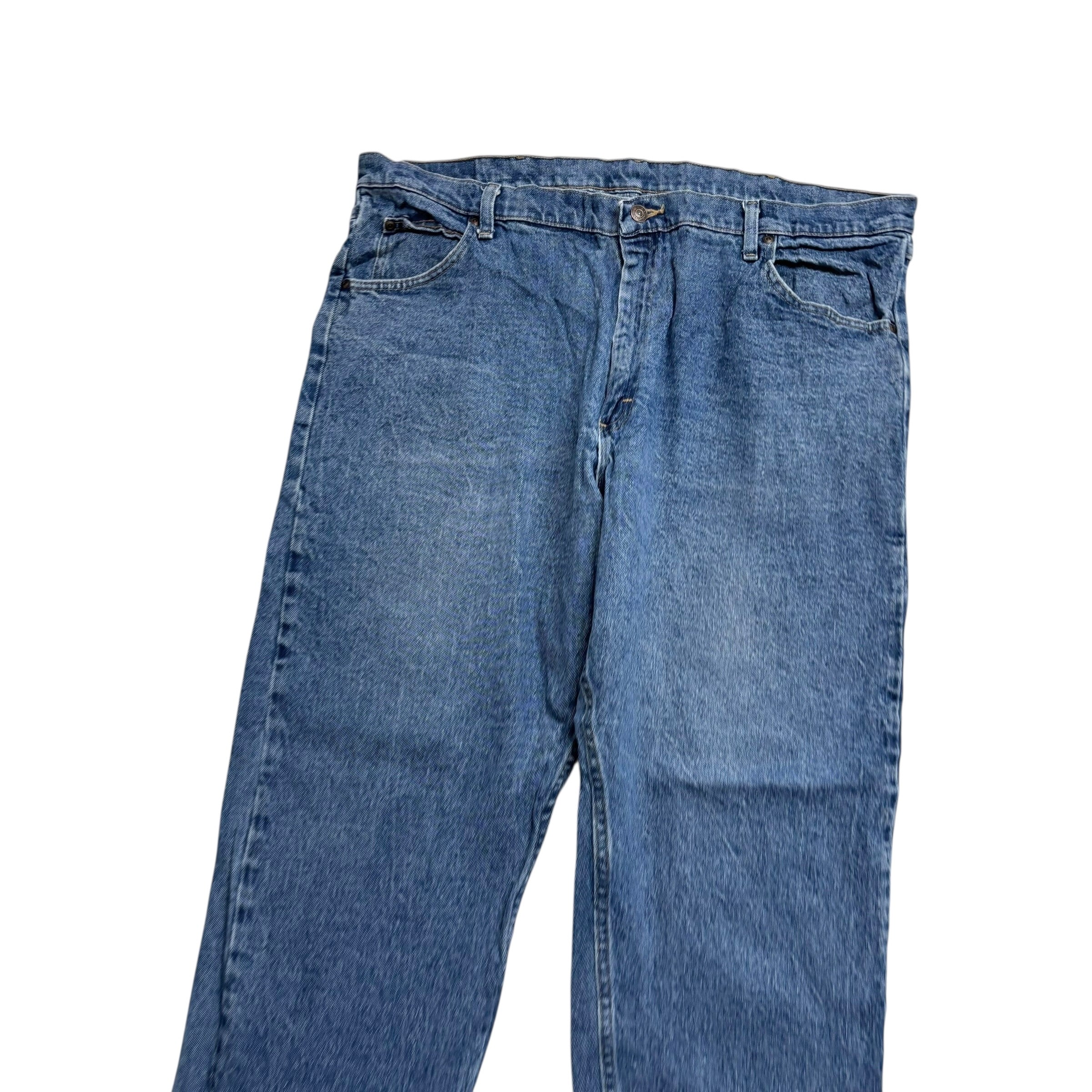 Wrangler Jeans W42 L29 Mens Mid Blue Relaxed Straight Fit Stretch Denim (F)