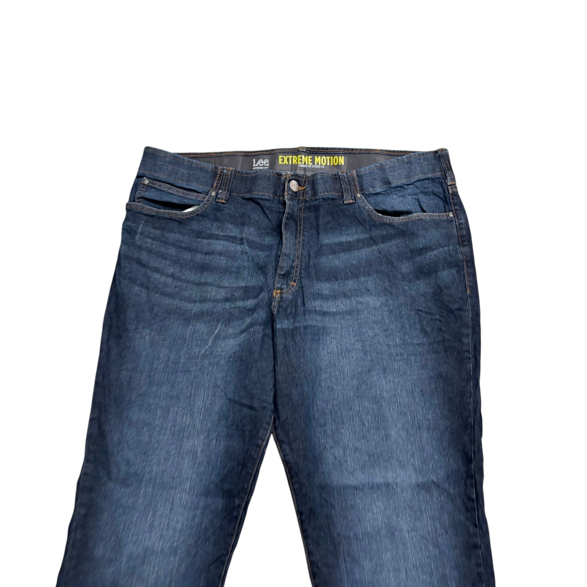 Lee Jeans W44 L32 Mens Dark Blue Regular Tapered Fit Stretch Denim