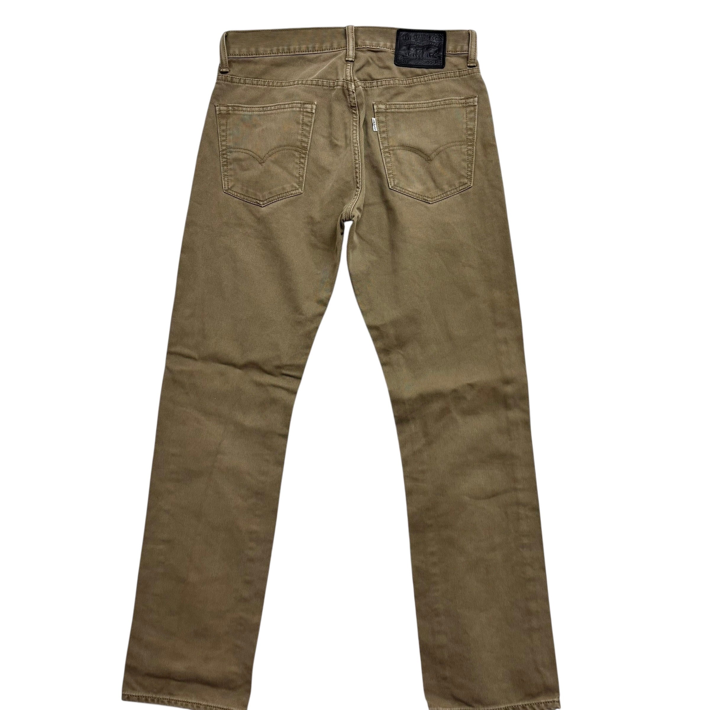 Levis 513 Corduroy Trousers W30 L30 Mens Olive Green Slim Straight Fit (F)