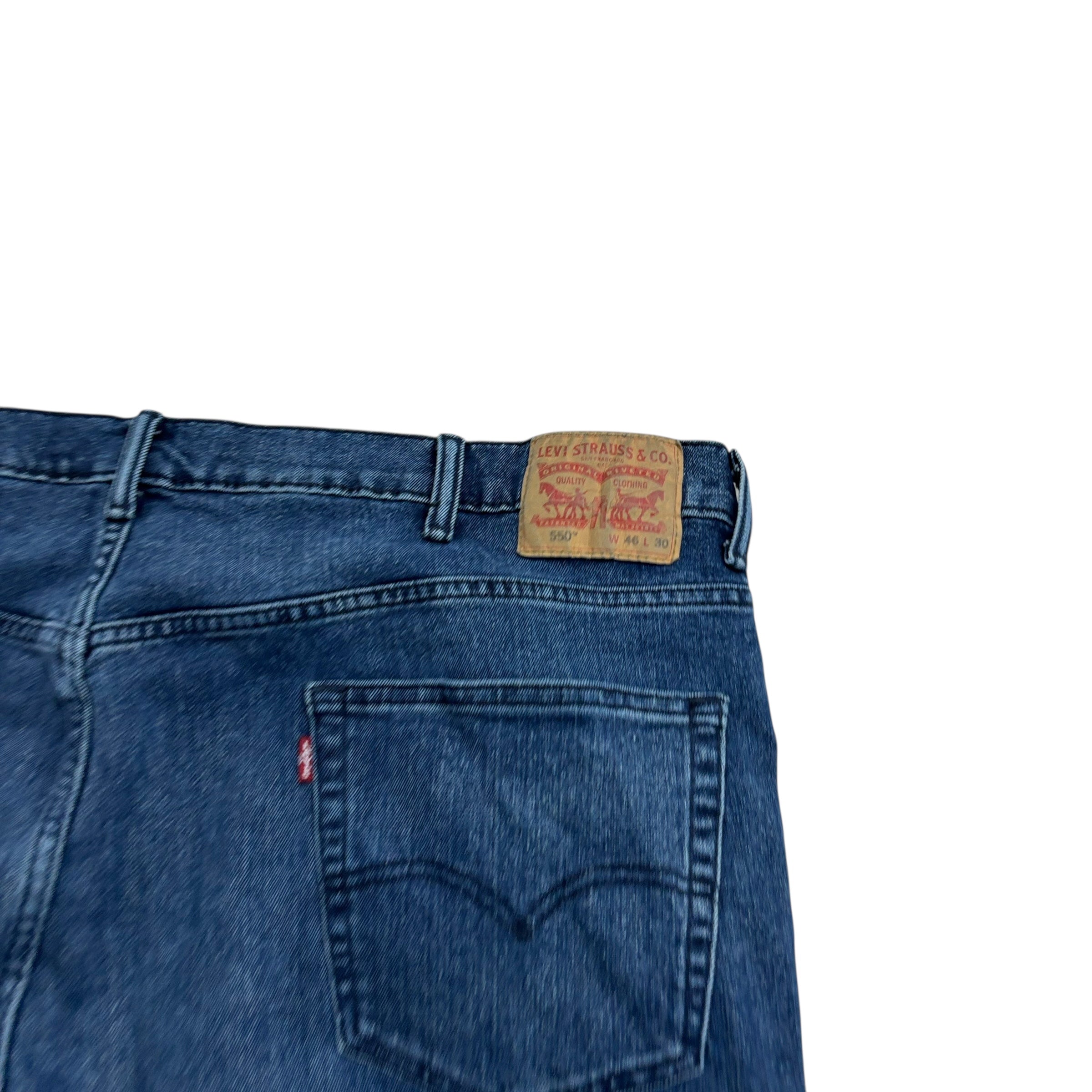 Levis 550 Jeans W46 L30 Mens Navy Blue Relaxed Straight Fit Stretch Denim (E)