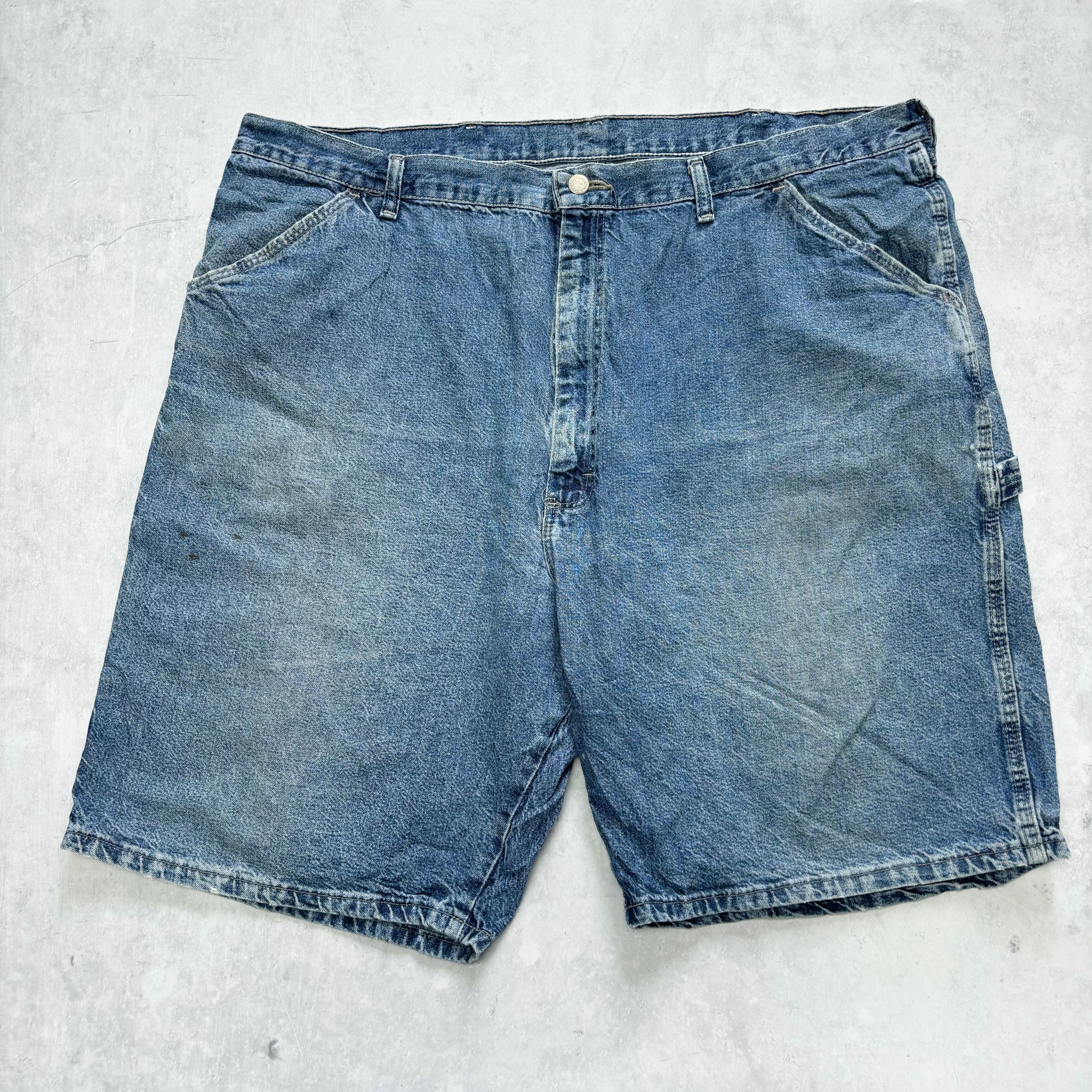 Vintage Wrangler Jorts W42 Mens Denim Shorts Mid Blue Baggy Relaxed Carpenter