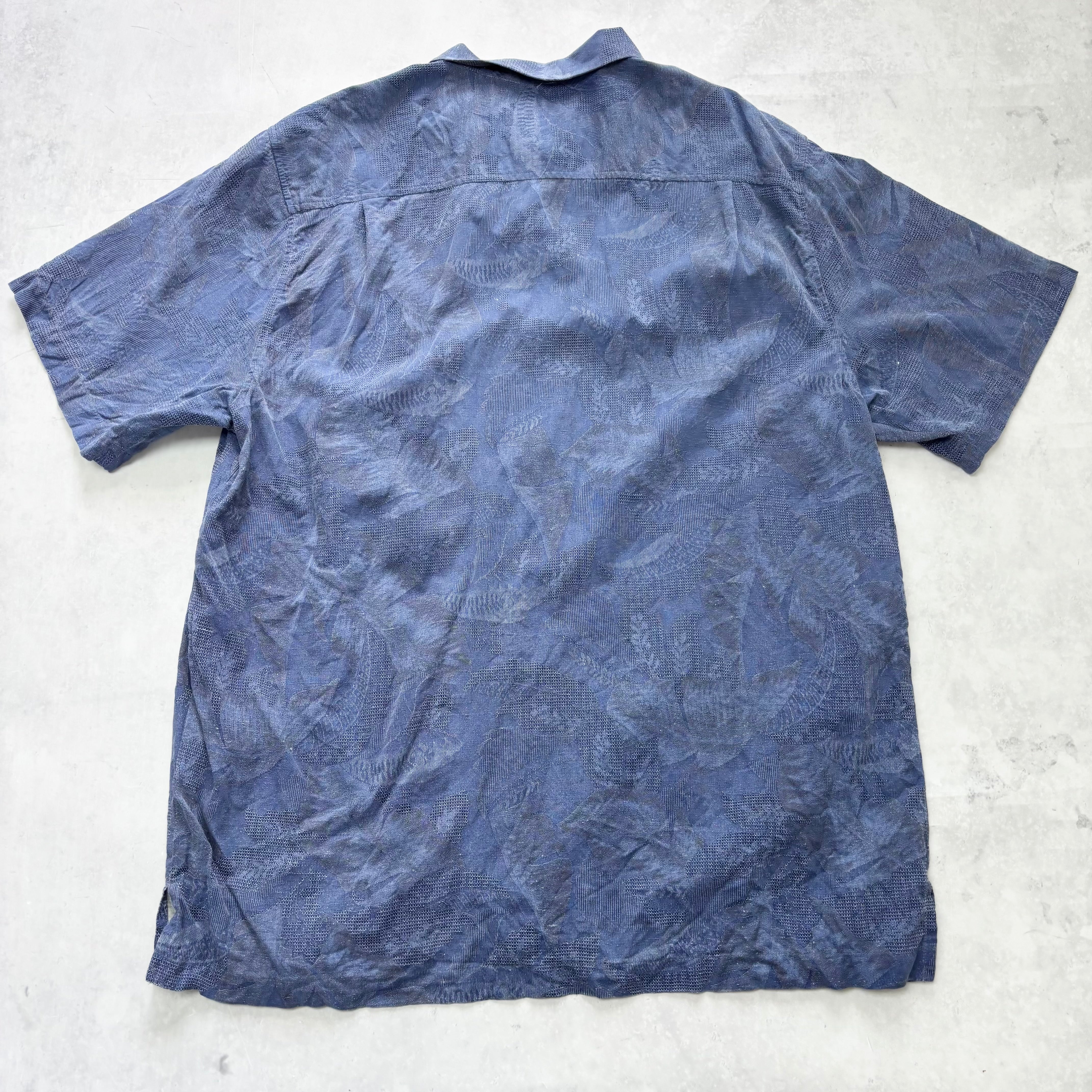 Vintage Hawaiian Shirt Mens XL Blue Silk Floral Aloha Short Sleeve