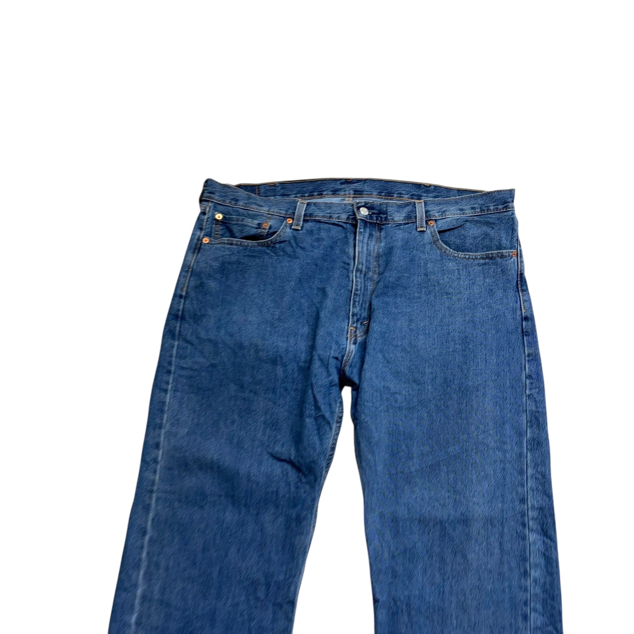 Levis 505 Jeans W42 L32 Mens Mid Blue Regular Straight Fit Denim