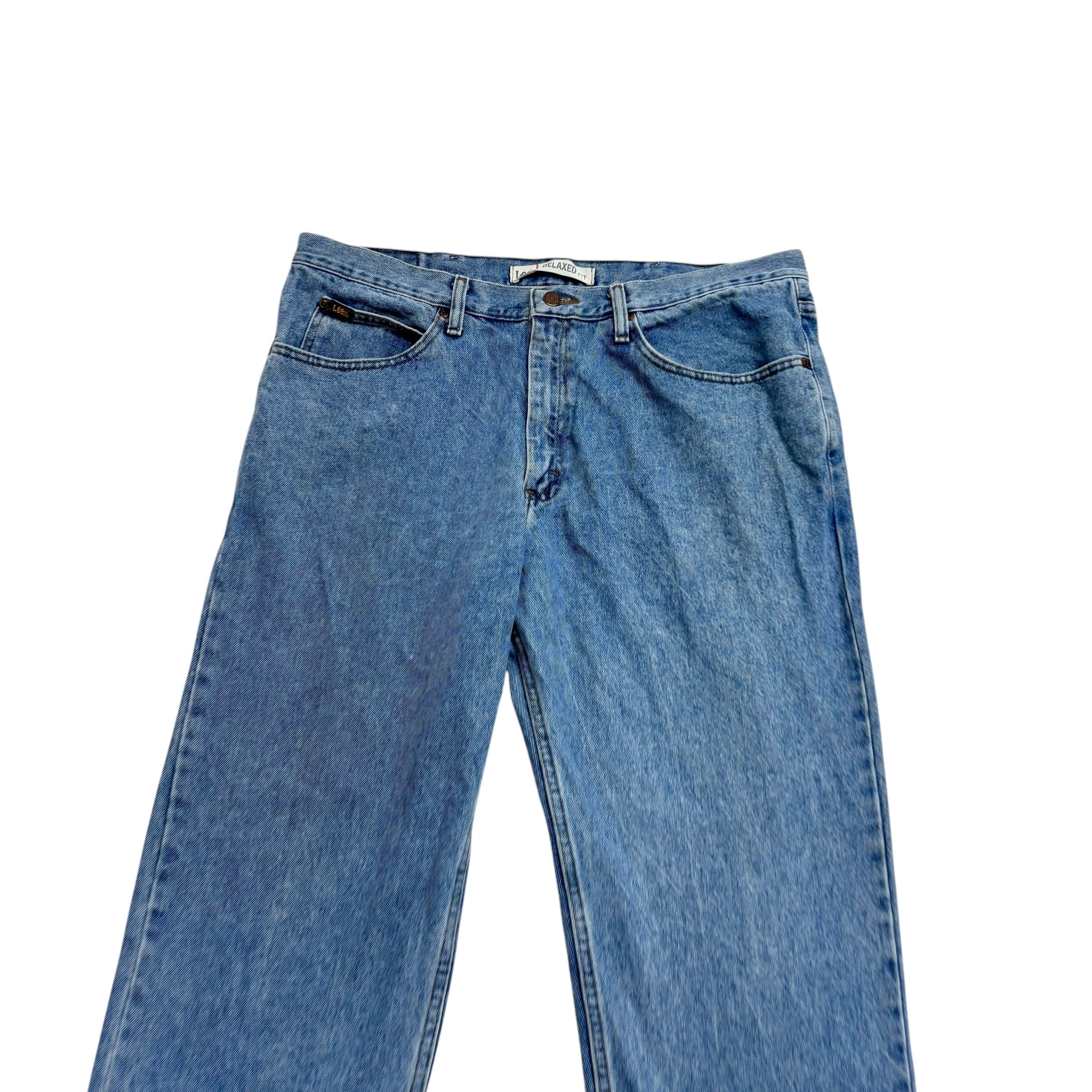 Lee Jeans W38 L29 Mens Light Blue Baggy Relaxed Straight Fit Vintage Denim (E)