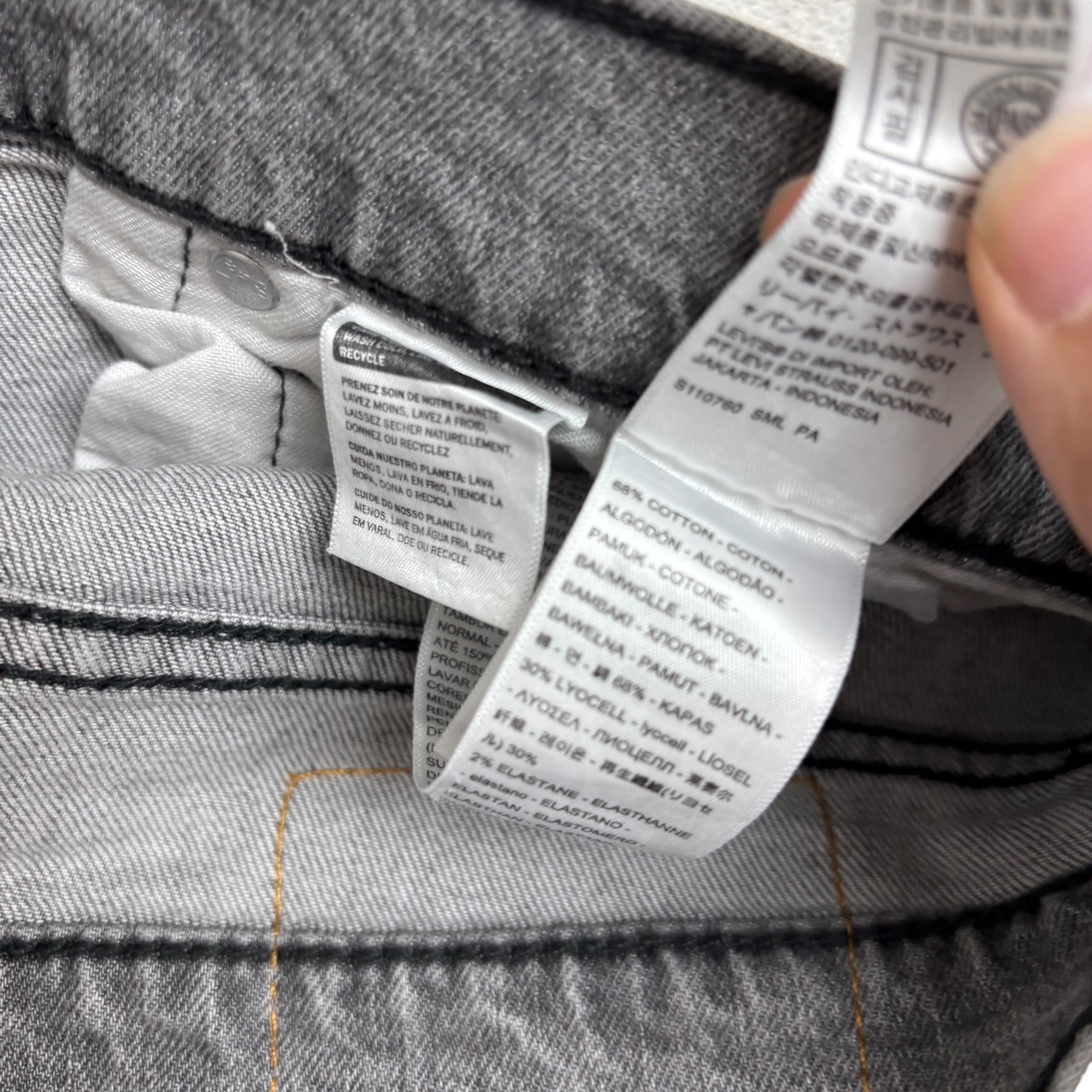 Levis 514 Jeans W34 L32 Mens Grey Regular Straight Fit Stretch Denim (E)