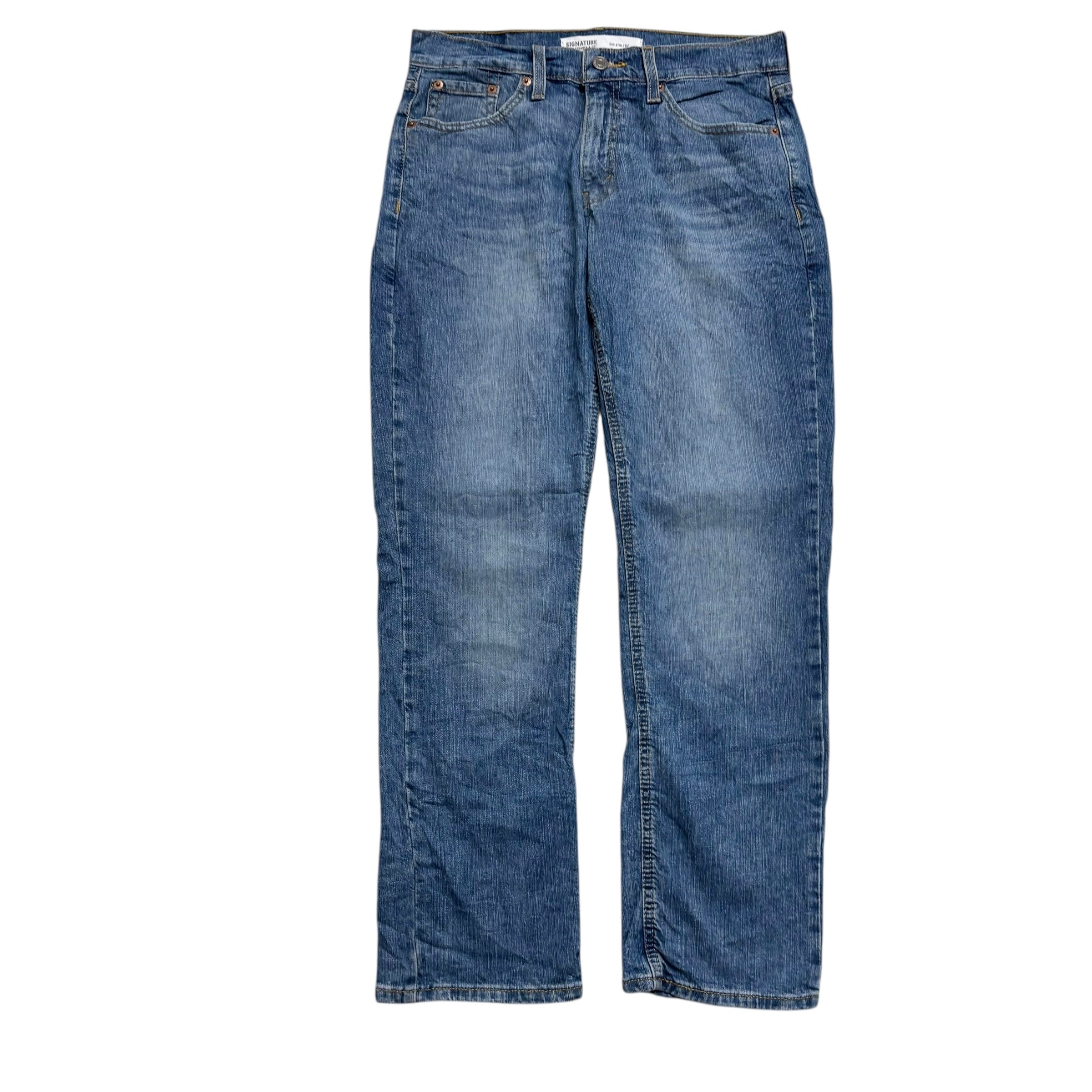 Levis Signature Jeans W30 L29 Mens Mid Blue Athletic Tapered Fit Stretch (E)