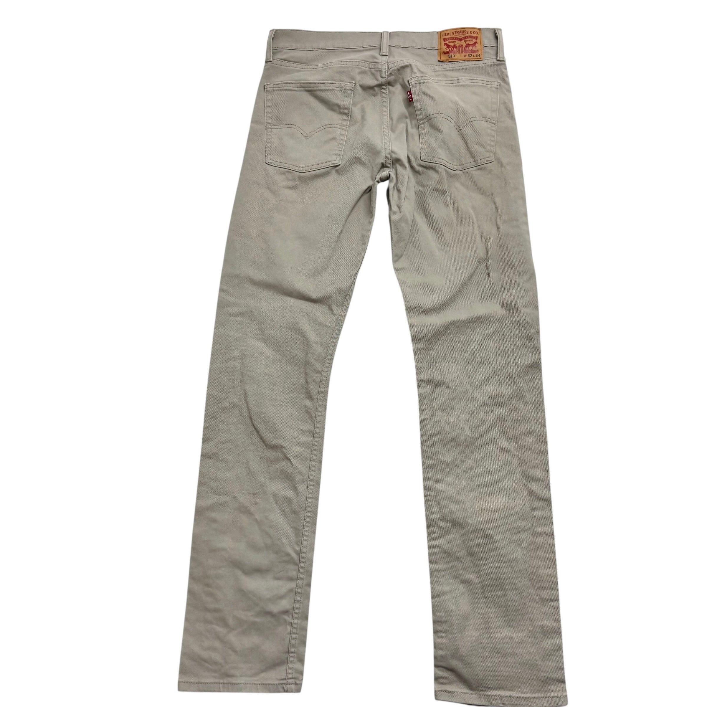 Levis 513 Jeans W32 L34 Mens Beige Slim Straight Fit Stretch Denim