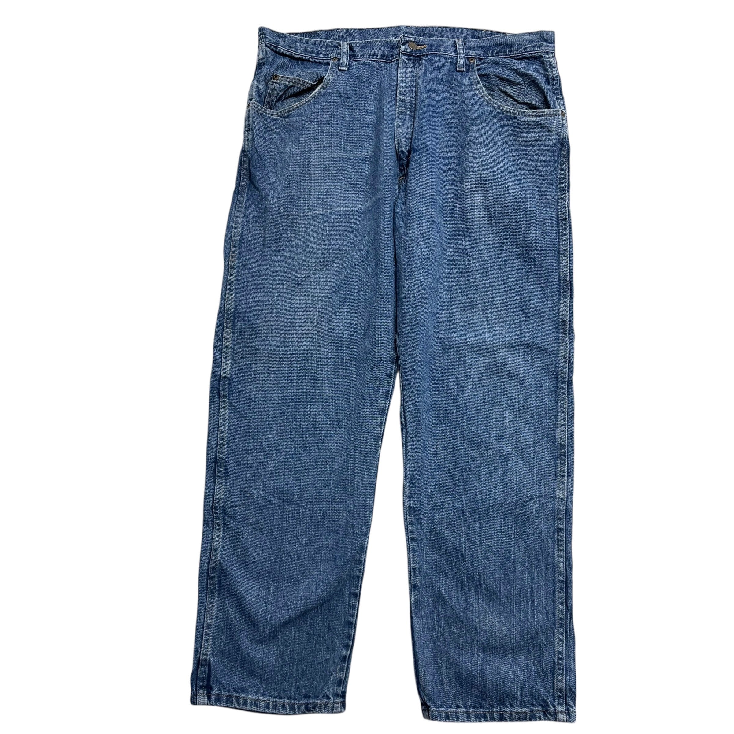 Wrangler Jeans W40 L30 Mens Mid Blue Relaxed Straight Fit Vintage Denim (E)