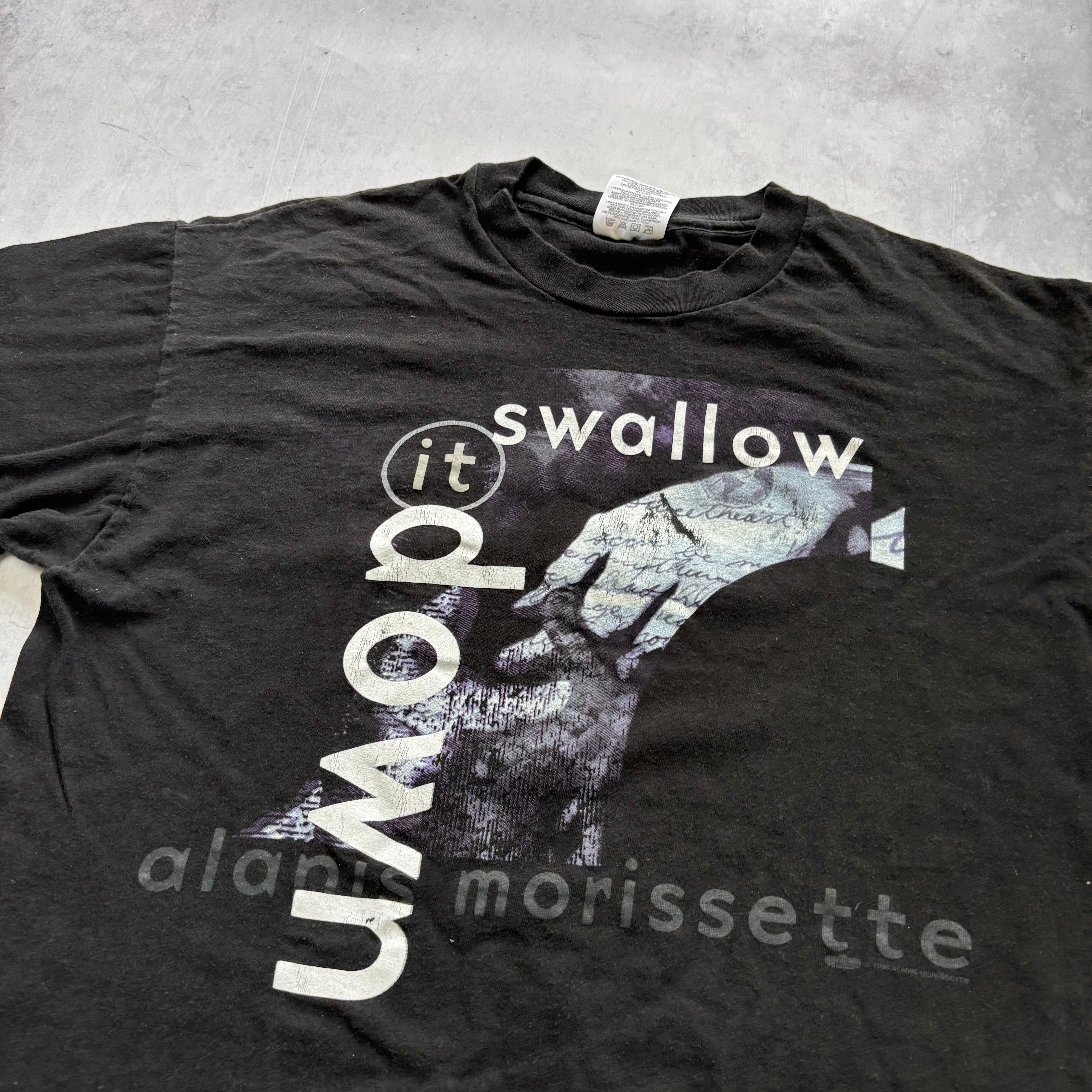 Vintage T Shirt Womens Large Black Alanis Morissette Tour Concert Music (E)