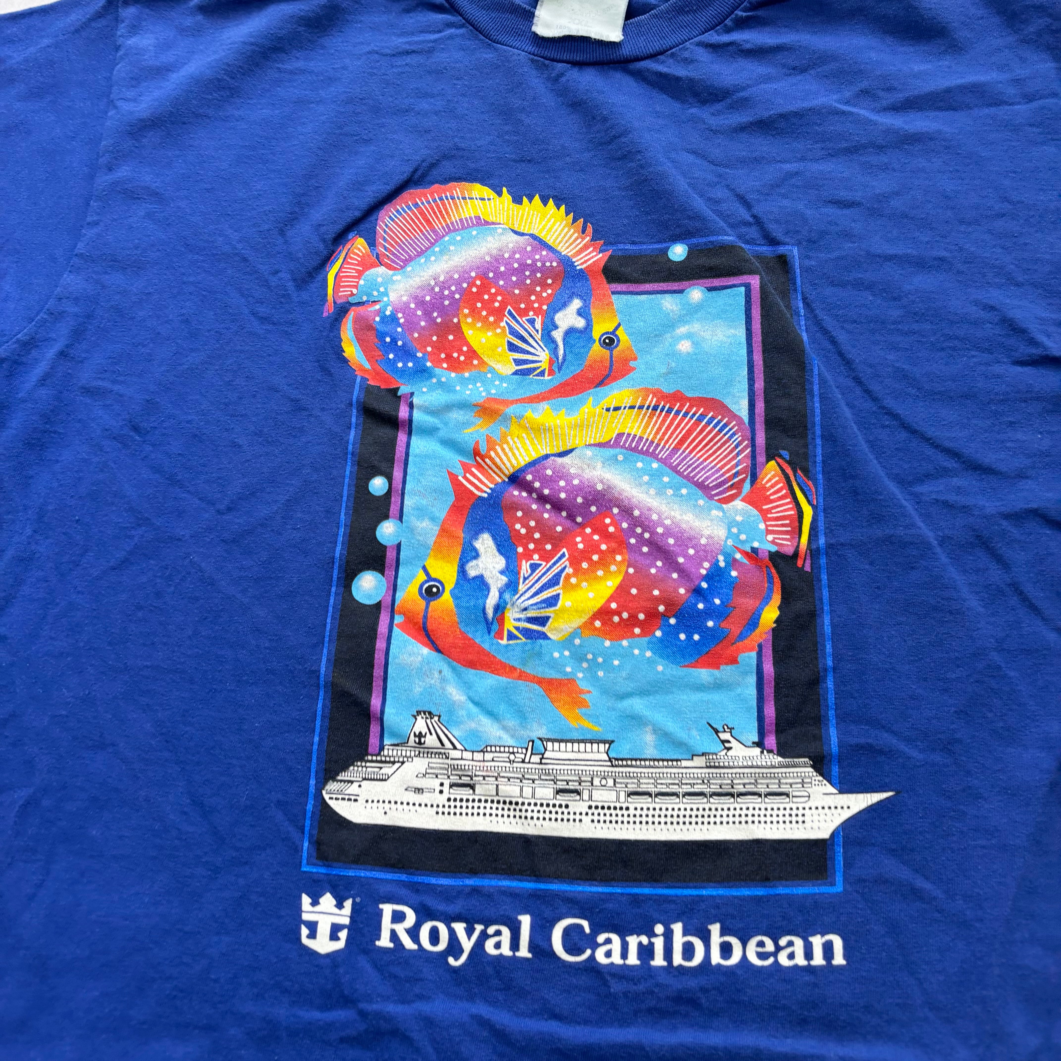 Vintage T Shirt Mens XL Blue Single Stitch Graphic Print 90s Tourist USA (E)