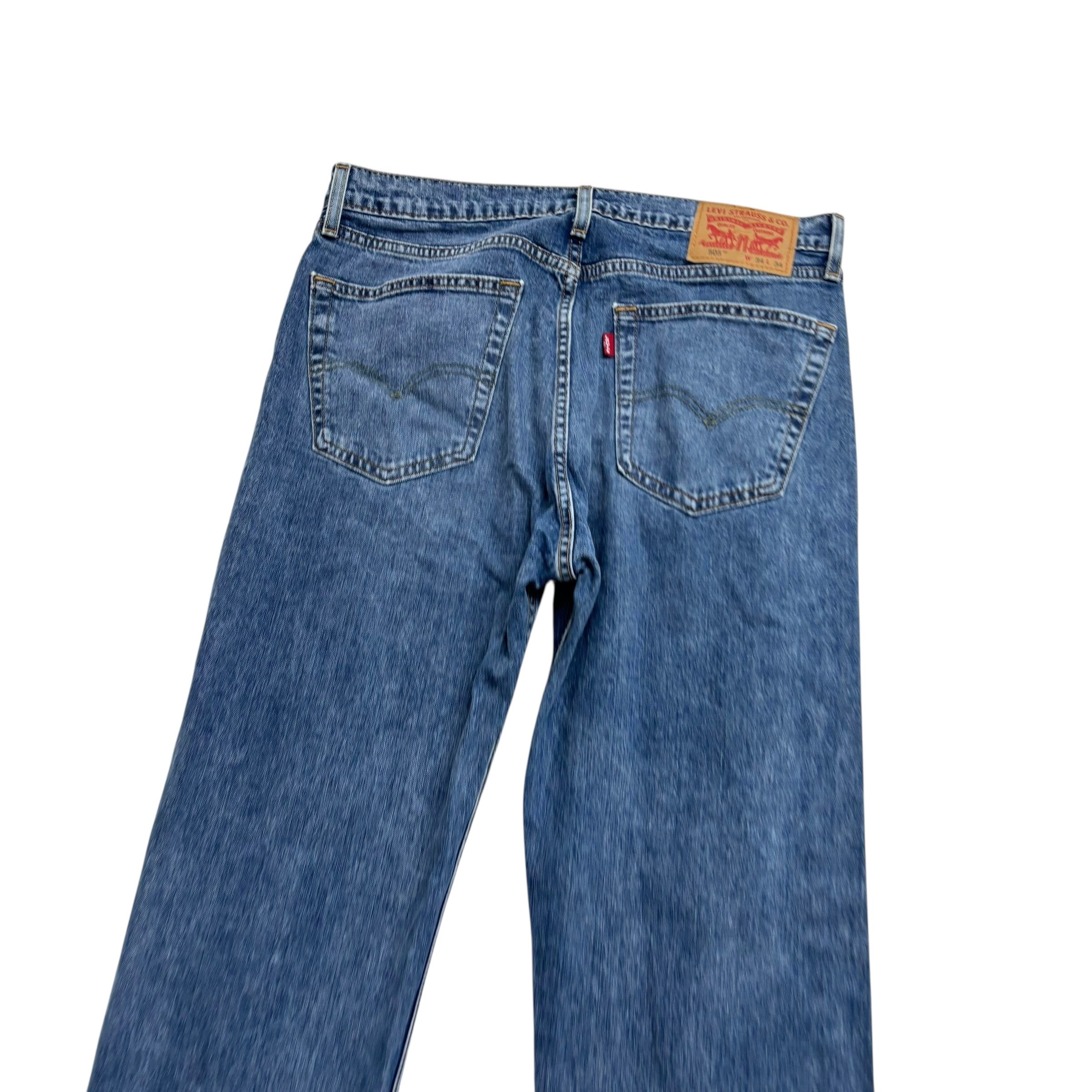 Levis 505 Jeans W33 L34 Mens Mid Blue Regular Straight Fit Stretch Denim (E)