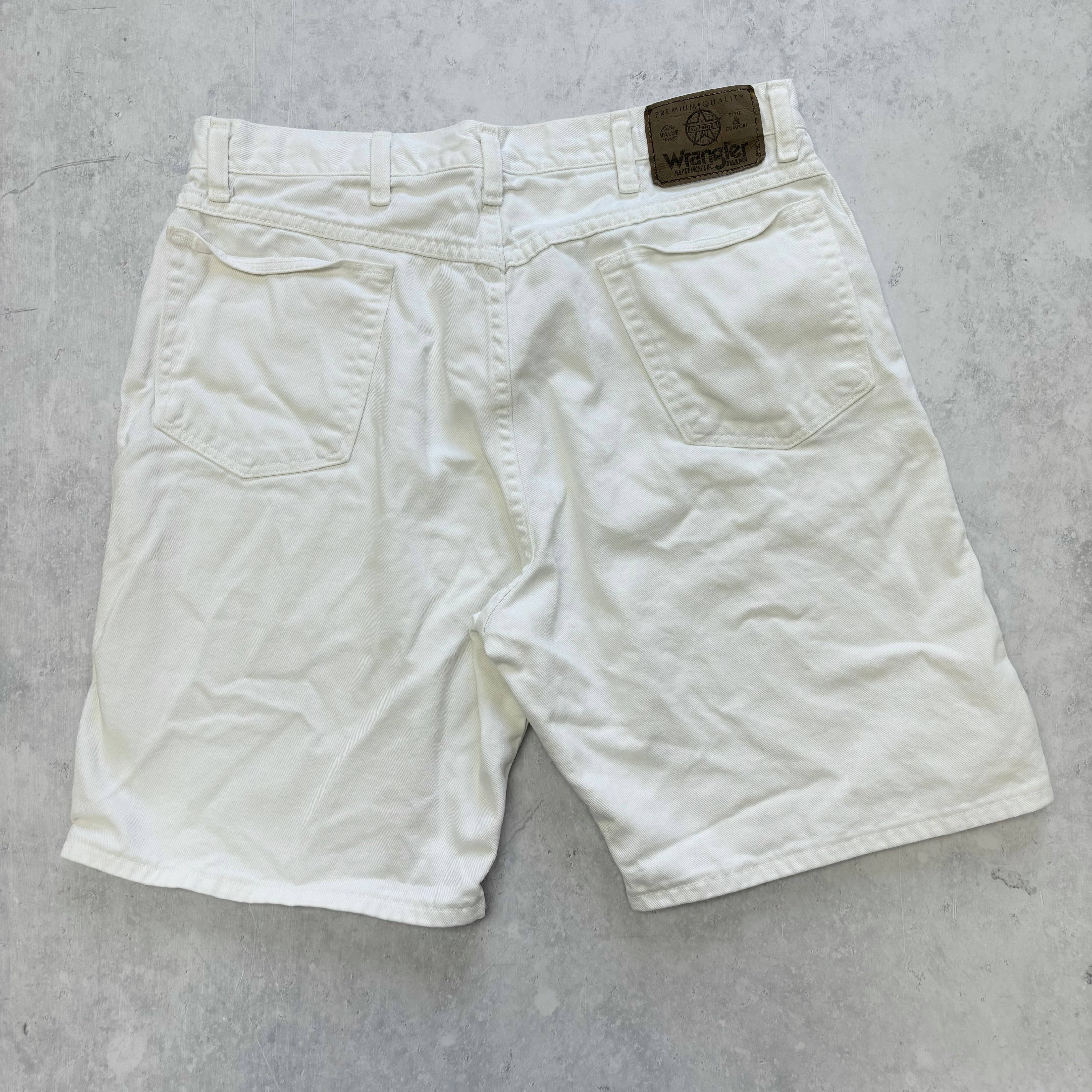 Vintage Wrangler Jorts W32 Mens Denim Shorts White Regular Fit