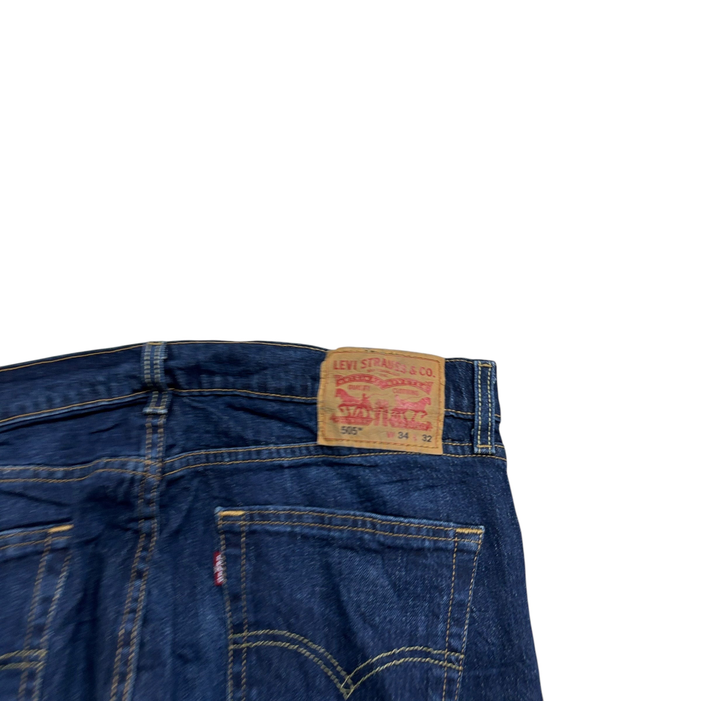 Levis 505 Jeans W34 L25 Mens Dark Blue Regular Straight Fit Stretch Denim (E)