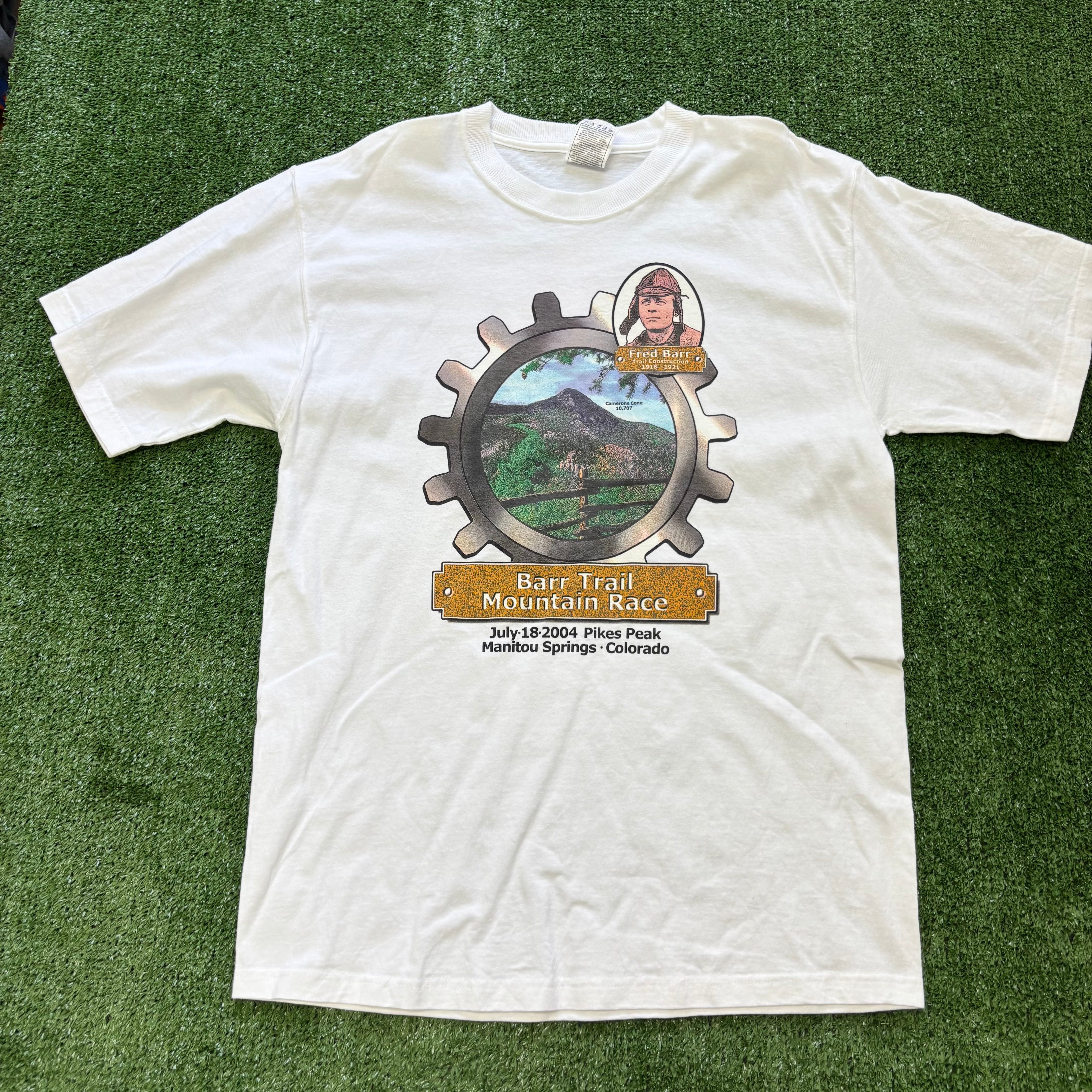 Vintage T Shirt Mens Medium White Graphic Print 00s Cycling USA (E)