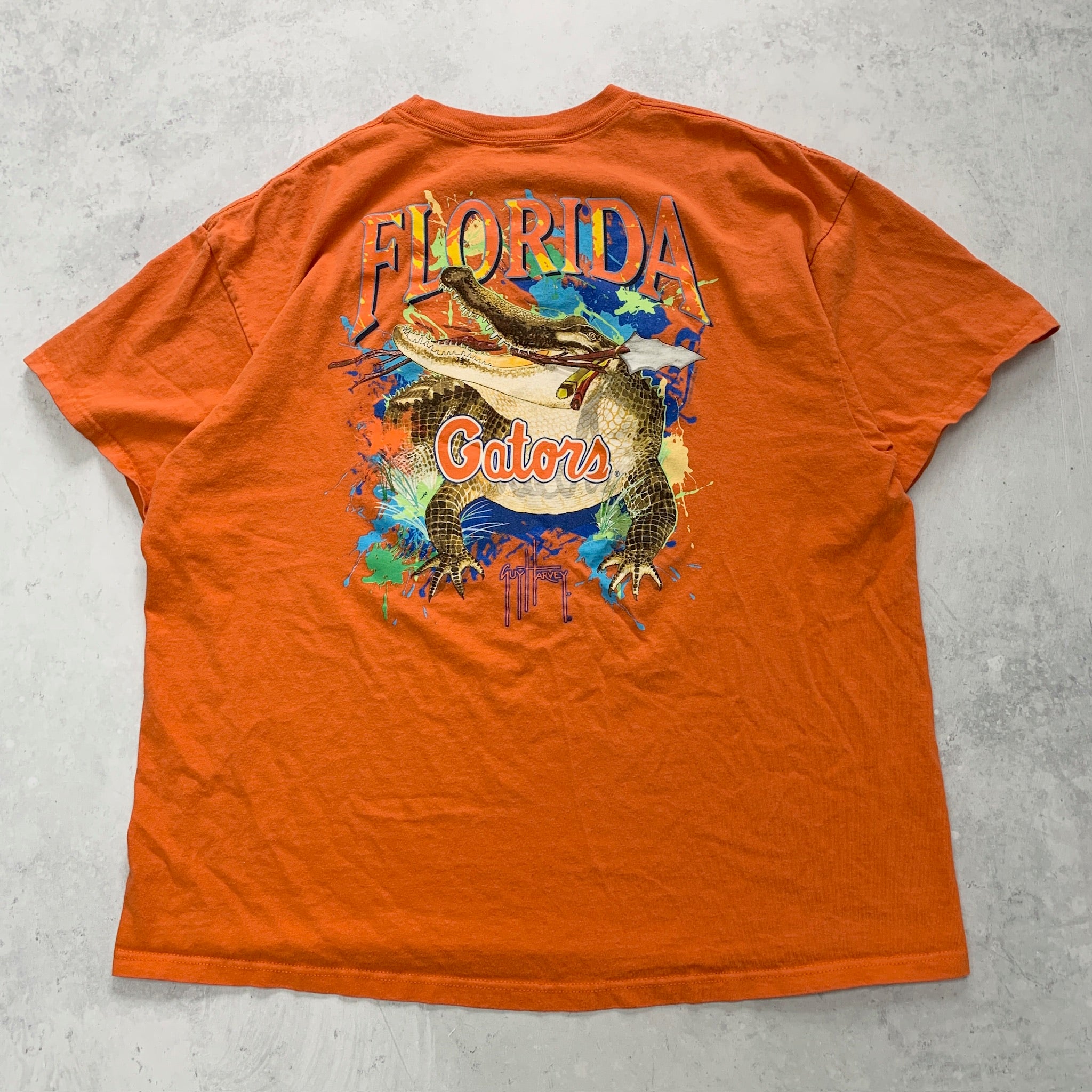 Vintage T Shirt Mens XXL Orange Graphic Print Y2K USA Tourist Nature Florida