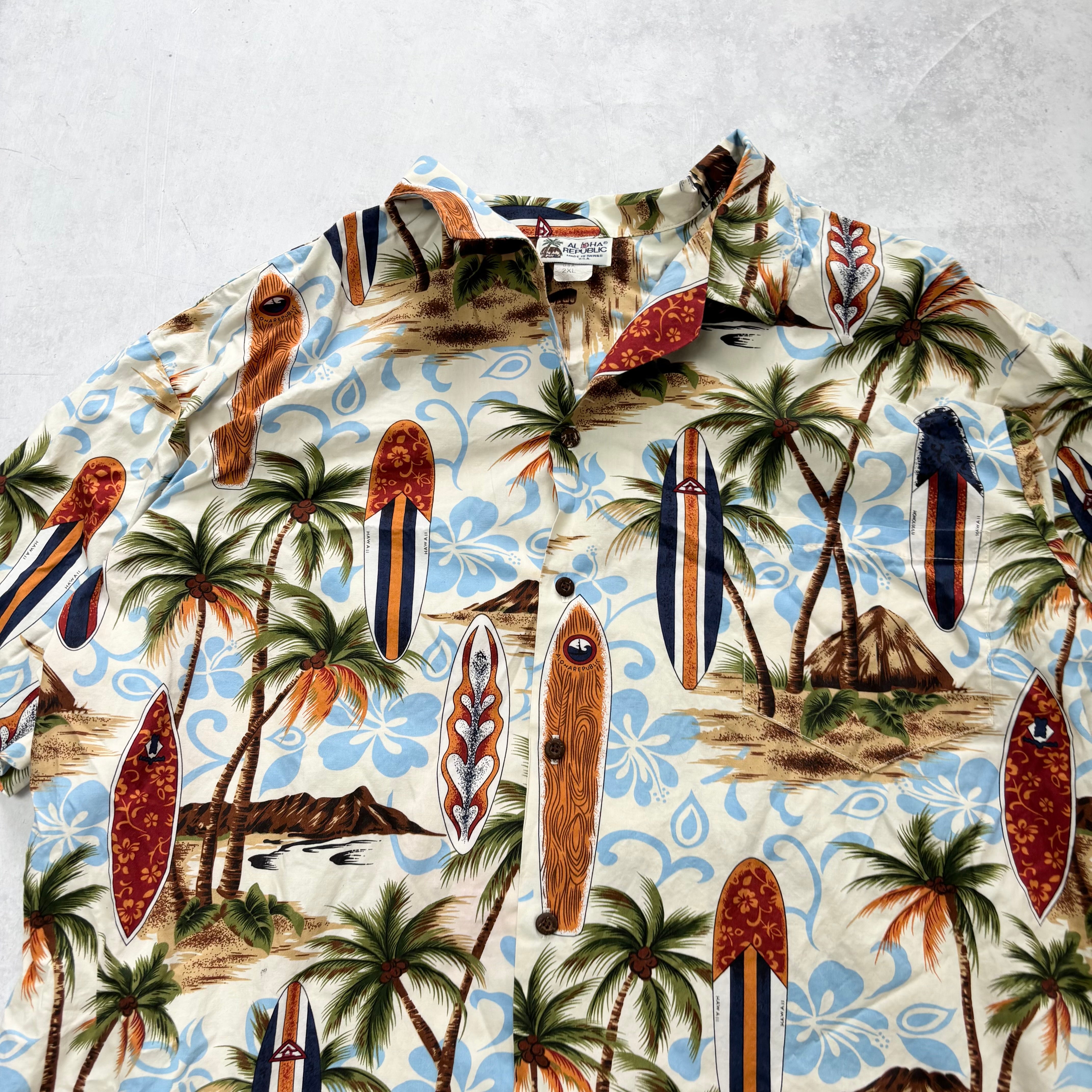 Vintage Hawaiian Shirt Mens XXL Surf Floral Aloha Short Sleeve Cotton