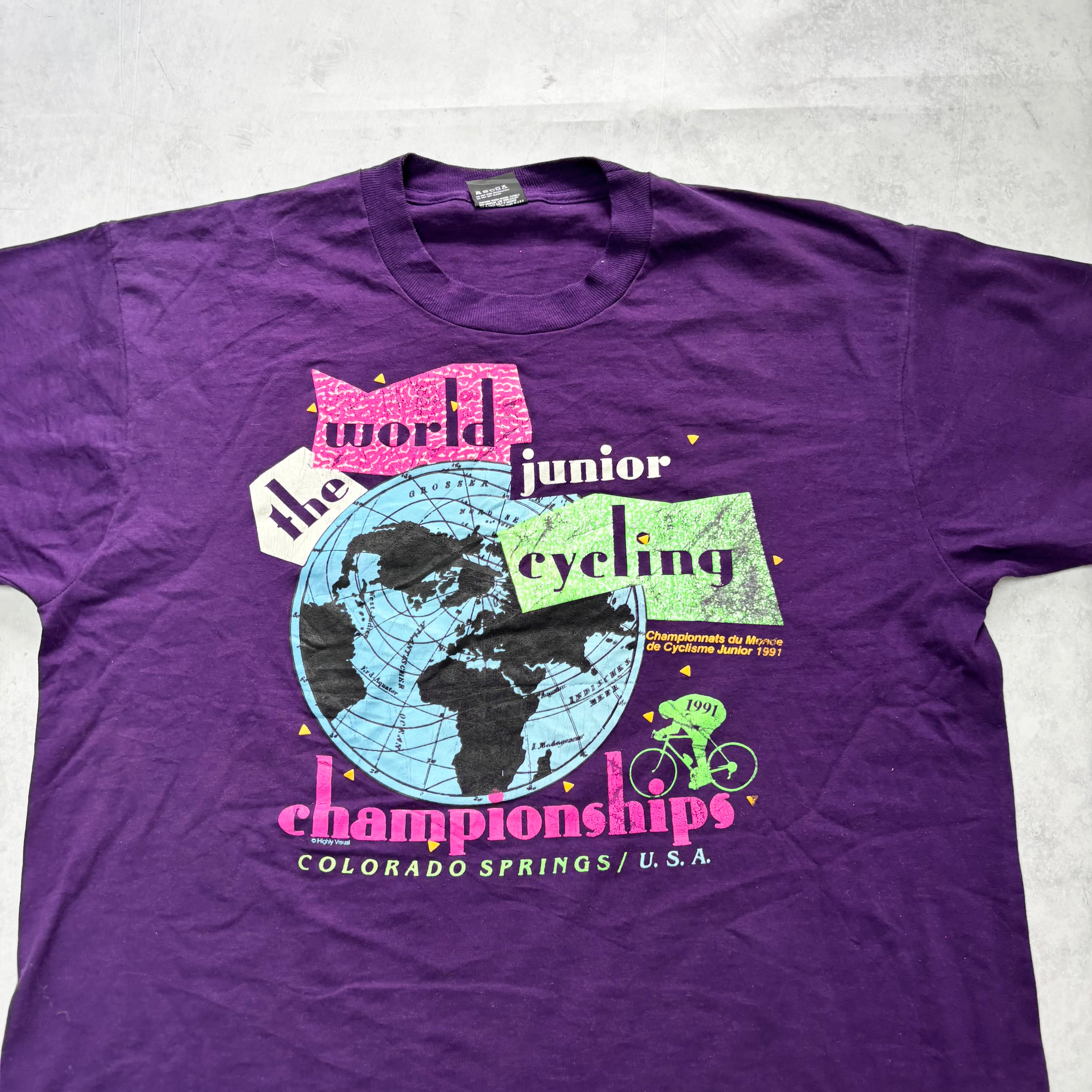 Vintage T Shirt Mens XL Purple Single Stitch Graphic Print 90s USA