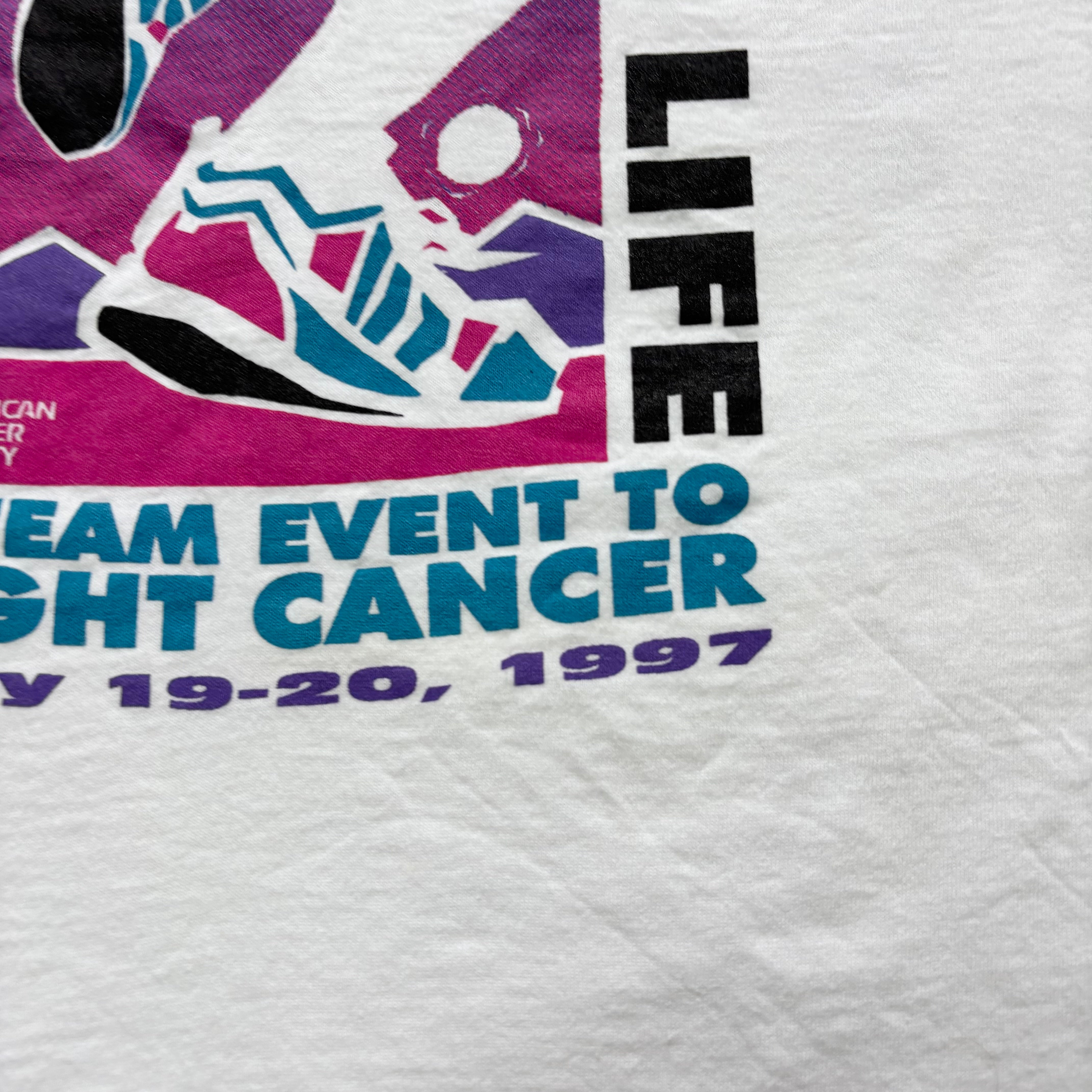 Vintage T Shirt Mens XL White Single Stitch Graphic Print 90s USA Run Race (E)