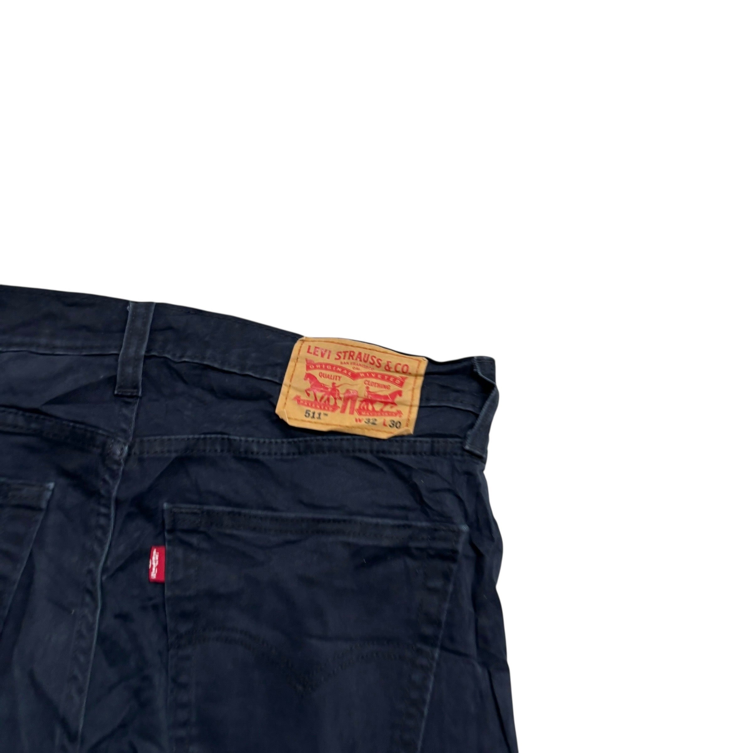Levis 511 Trousers W32 L30 Mens Black Slim Fit Stretch Pants (E)