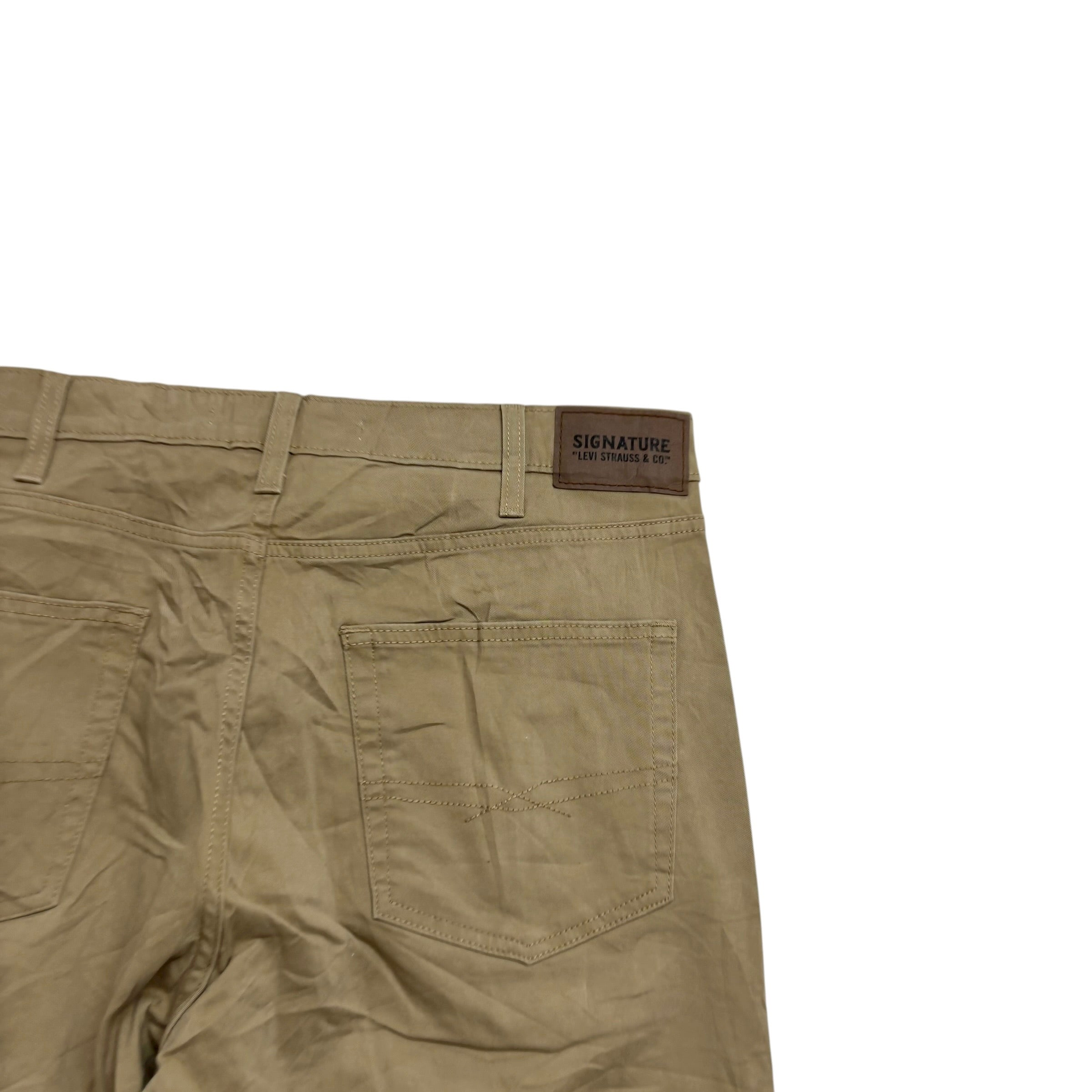 Levis Signature Trousers W38 L30 Mens Beige Athletic Fit Stretch Pants (E)