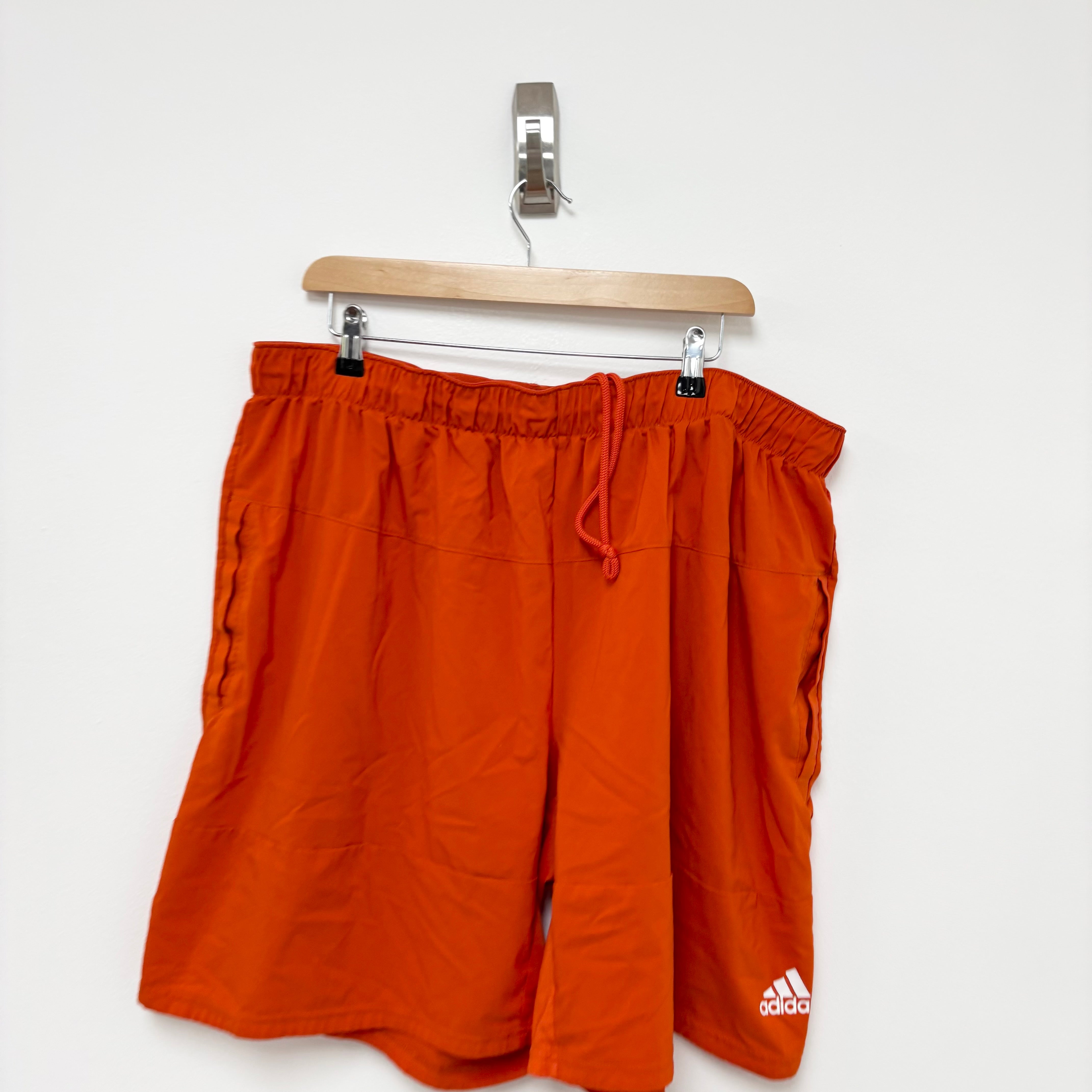 Adidas Shorts Mens 3XL Orange Sports Running Gym Athletic Pockets (E)