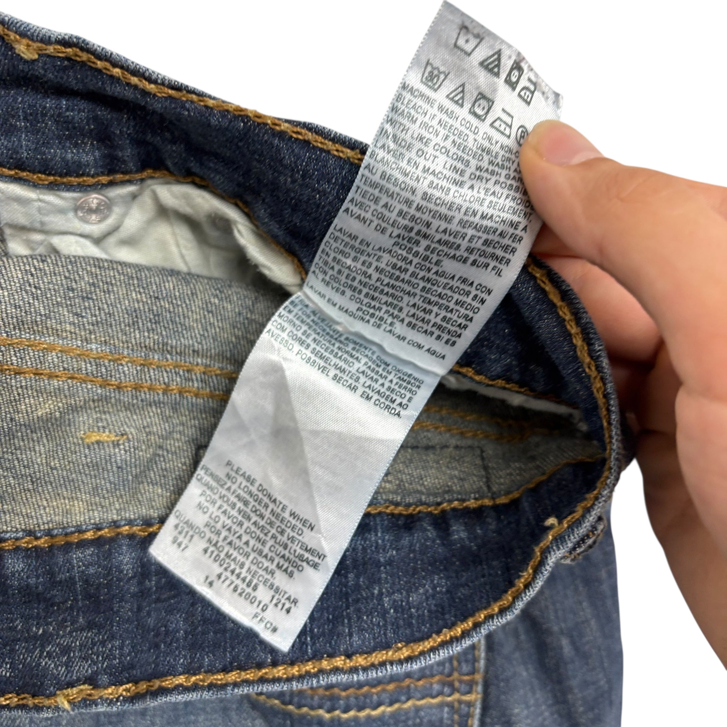 Levis Denizen Jeans W38 L32 Mens Dark Blue Slim Straight Fit Stretch (E)