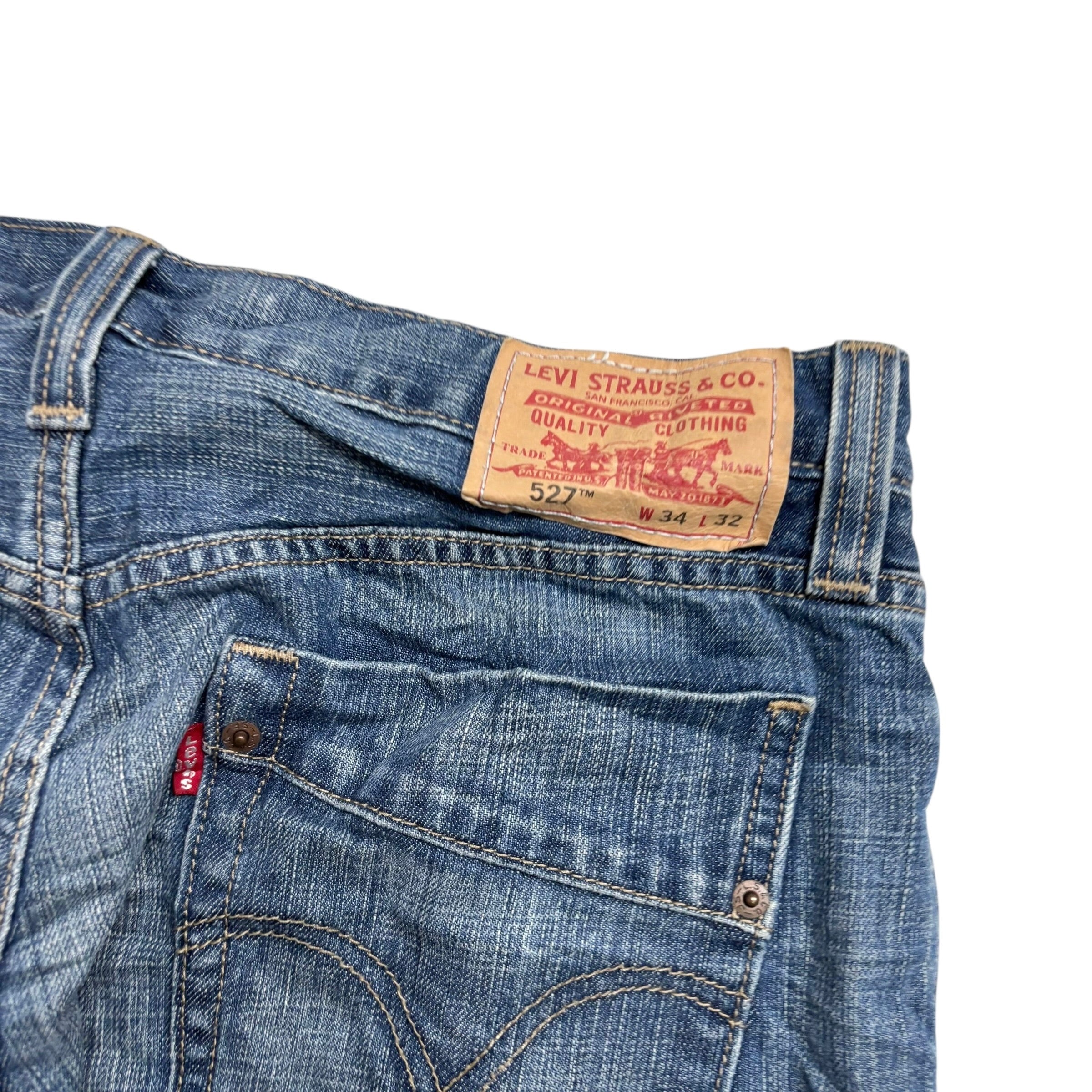 Levis 527 Jeans W34 L32 Mens Mid Blue Regular Bootcut Fit Vintage Denim (E)