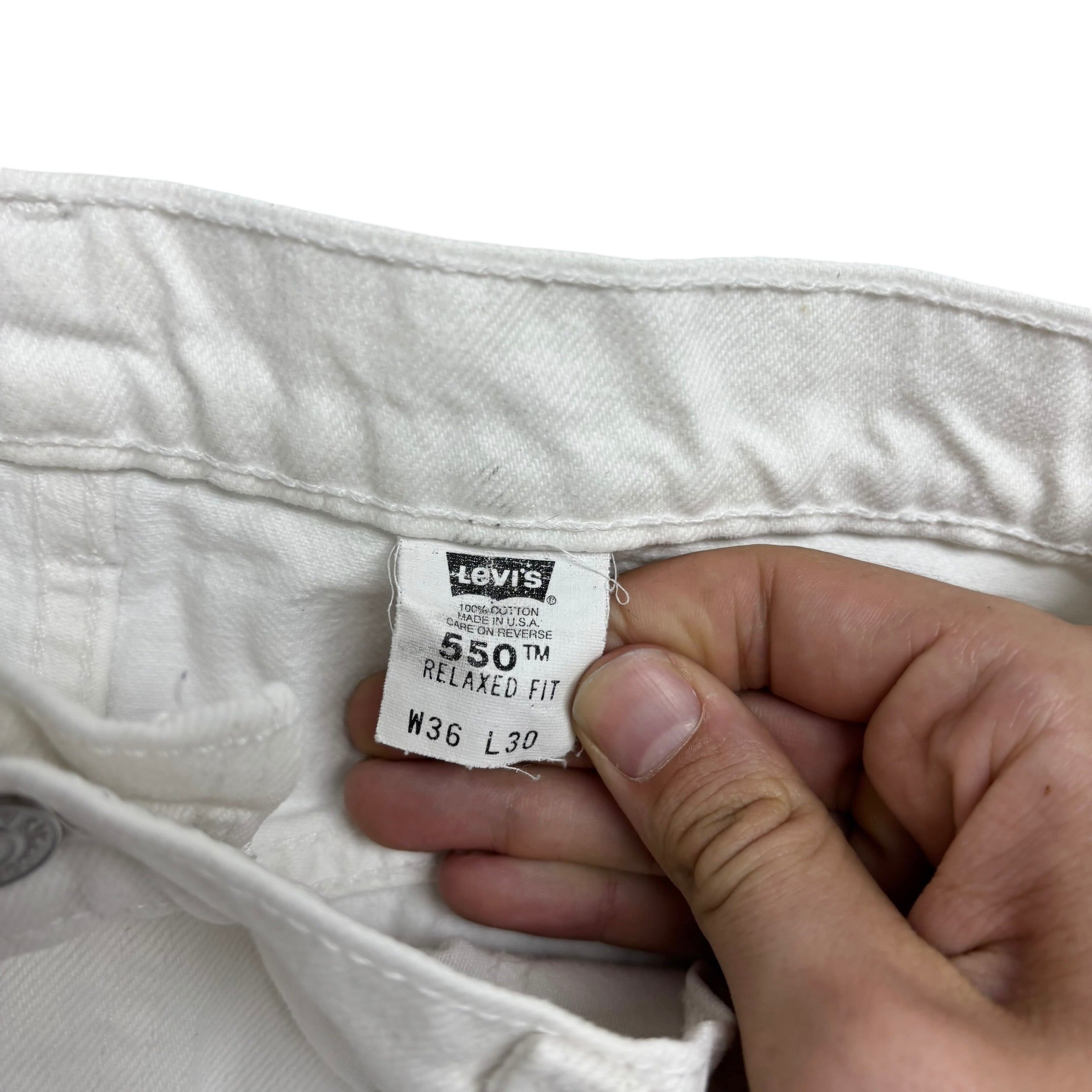 Levis 550 Jeans W35 L30 Mens White Relaxed Straight Vintage Made In USA (F)