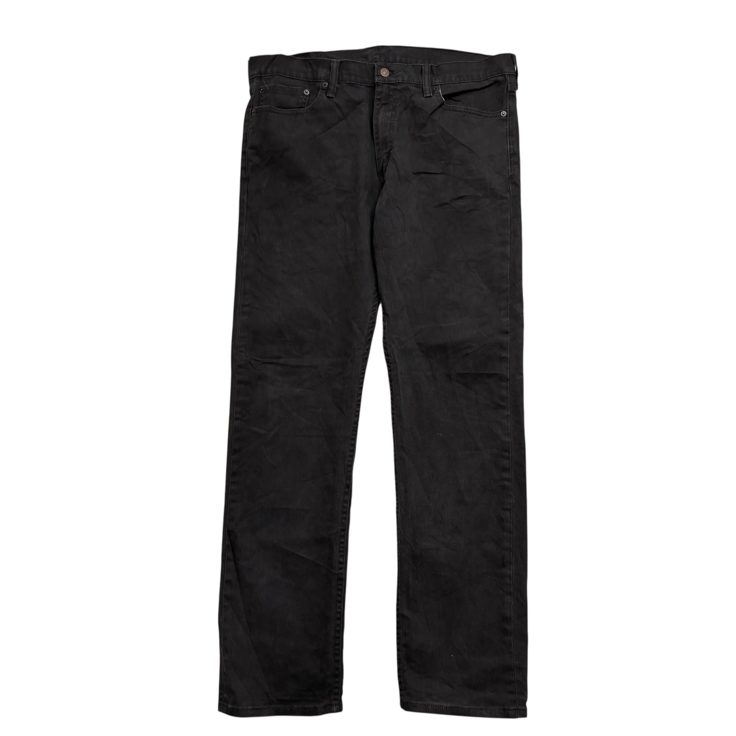Levis 504 Jeans W36 L34 Mens Black Regular Straight Fit Stretch Denim (E)