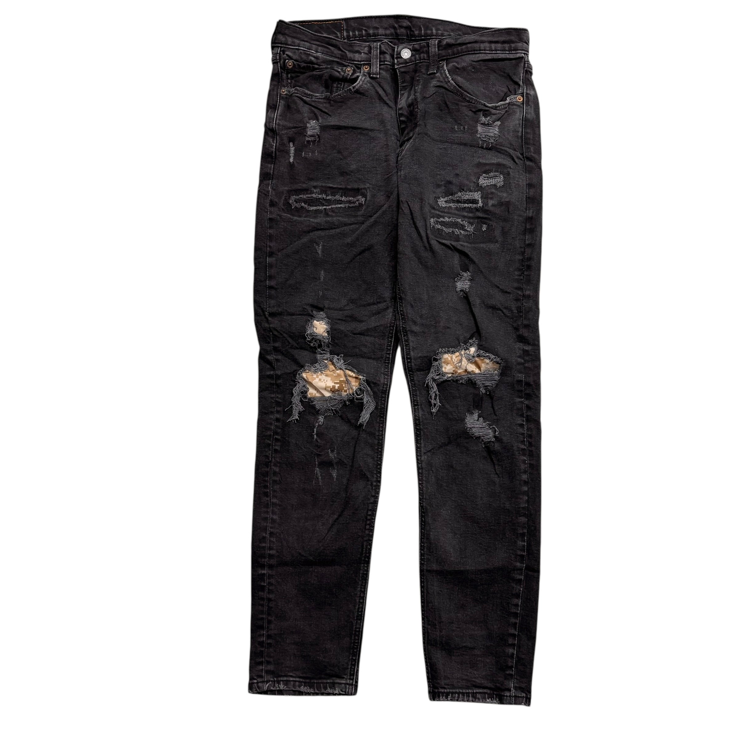 Levis 531 Jeans W32 L32 Mens Black Distressed Athletic Slim Fit Stretch Denim