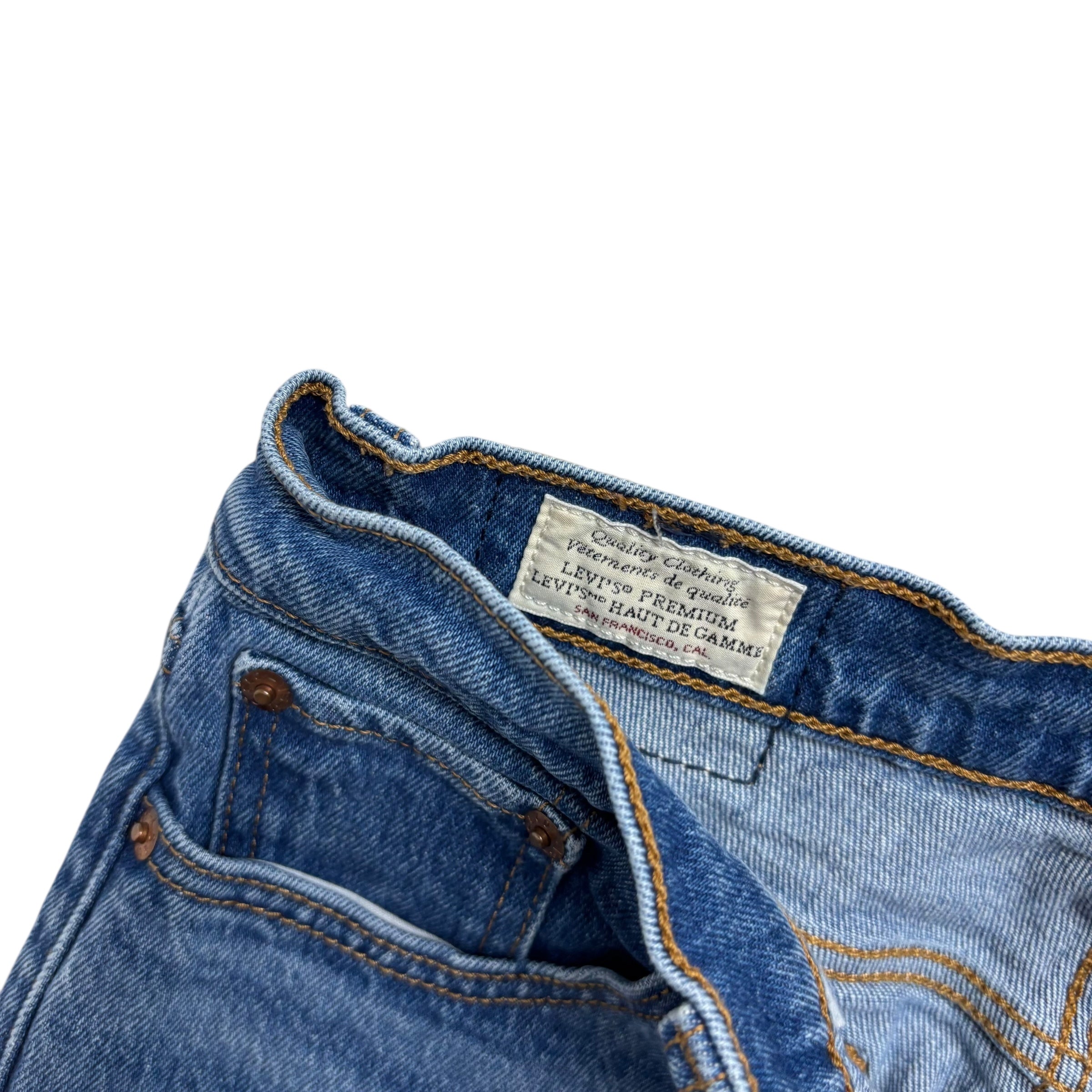 Levis Jeans W26 L26 Womens Mid Blue Wedgie Straight Stretch Vintage Denim