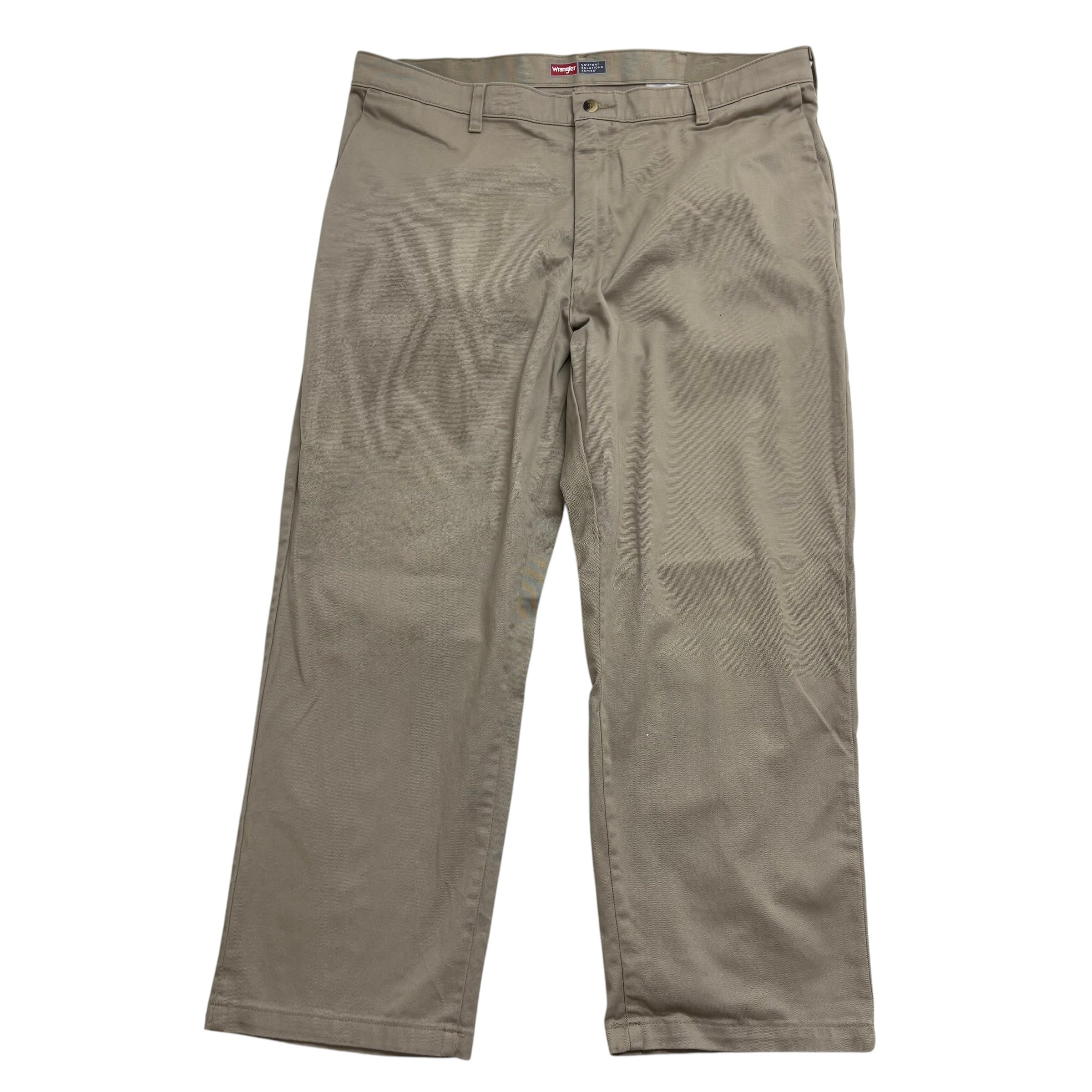 Wrangler Trousers W38 L29 Mens Beige Relaxed Straight Fit Stretch Pants