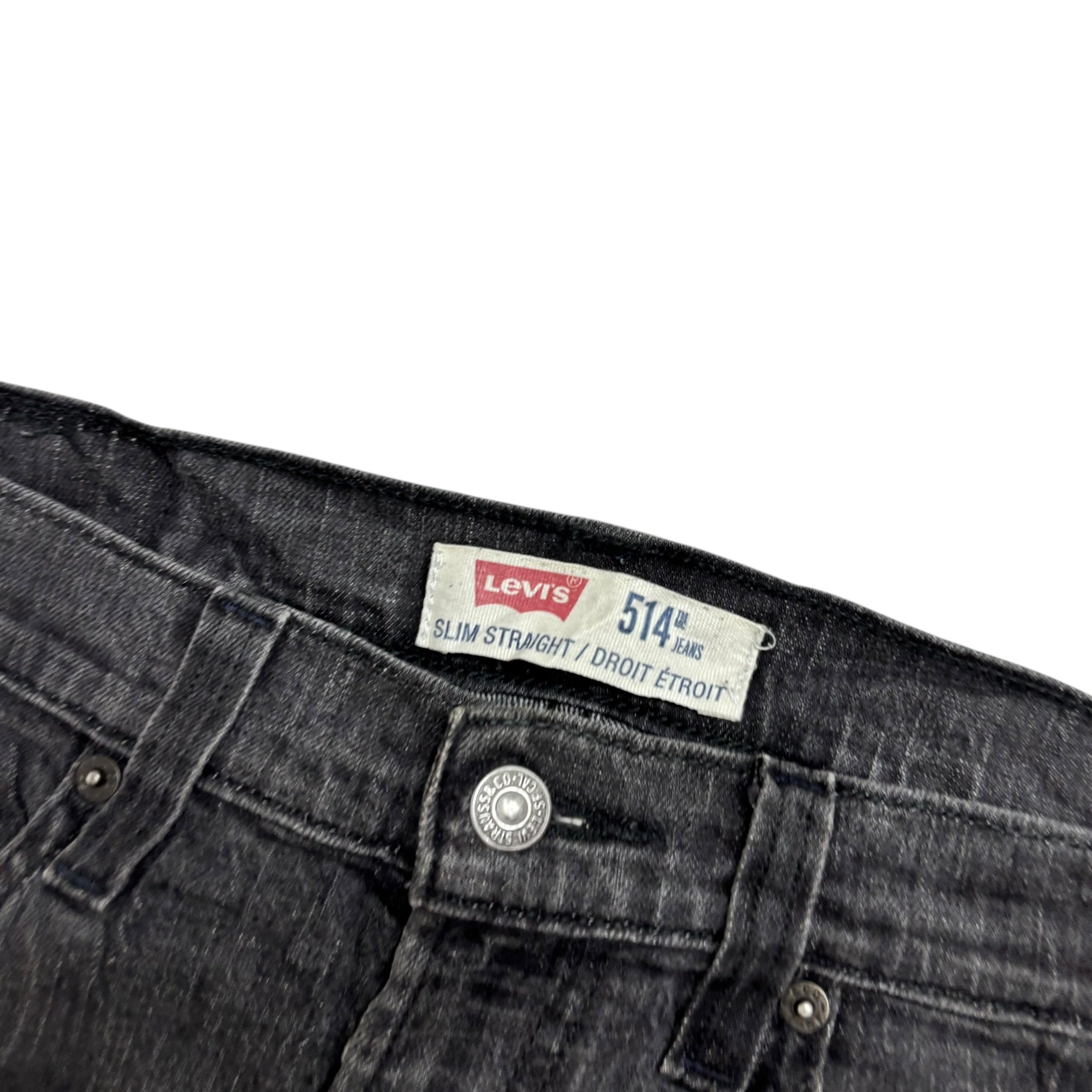 Levis 514 Jeans W31 L32 Mens Black Slim Straight Fit Stretch Vintage Denim