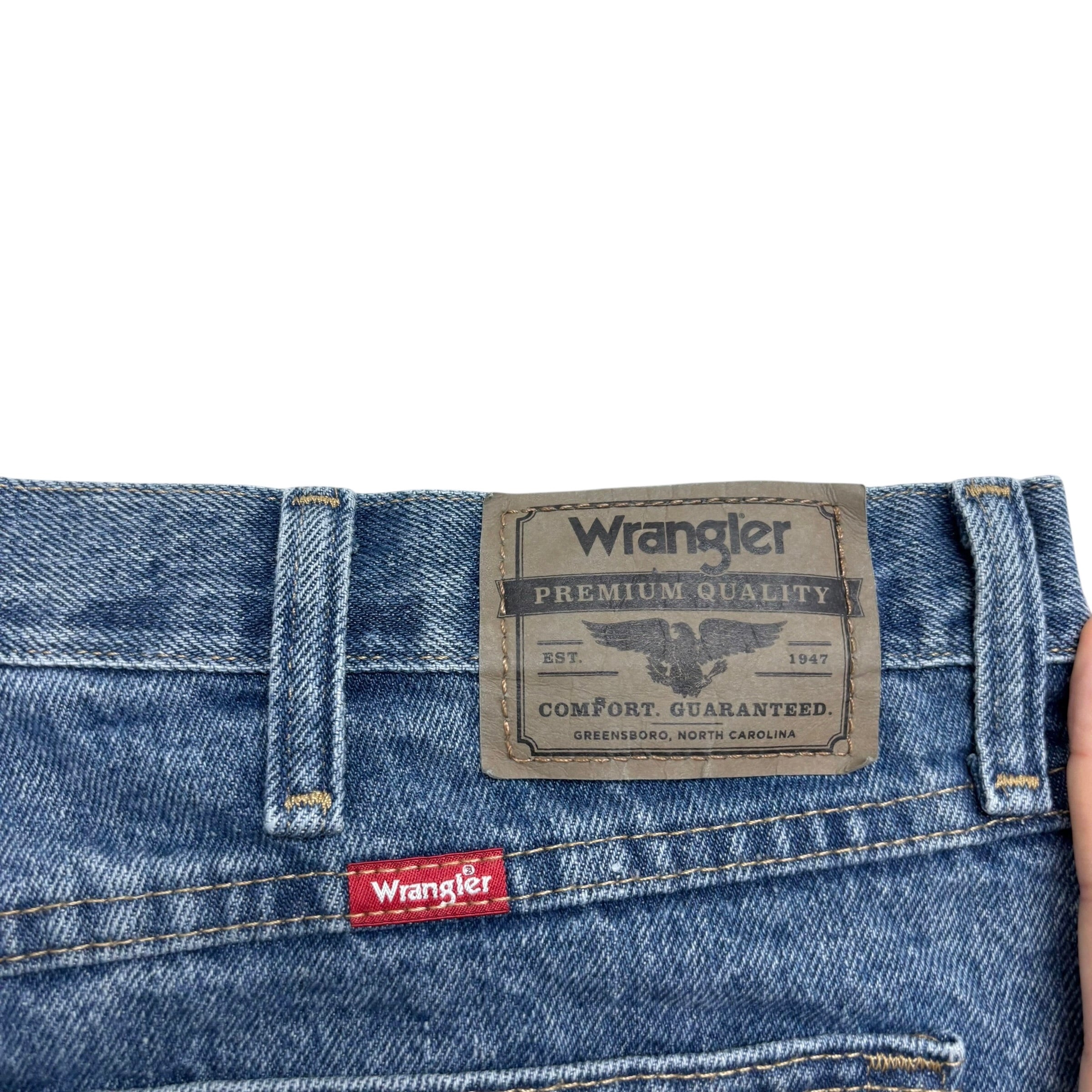 Wrangler Jeans W42 L30 Mens Mid Blue Regular Straight Fit Denim (E)