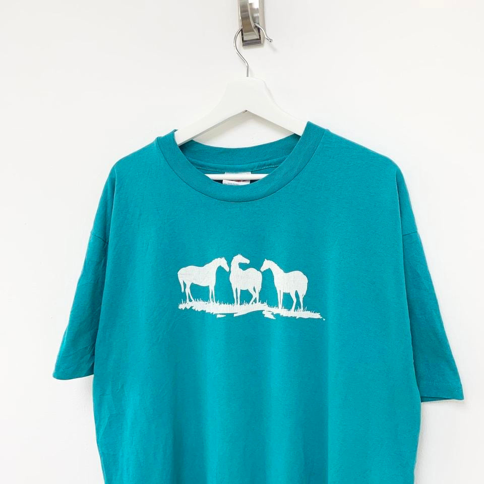 Vintage Single Stitch 90s Horses Graphic T Shirt X-Large