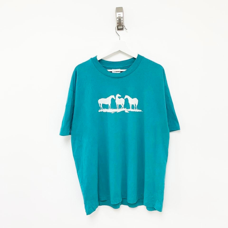 Vintage Single Stitch 90s Horses Graphic T Shirt X-Large